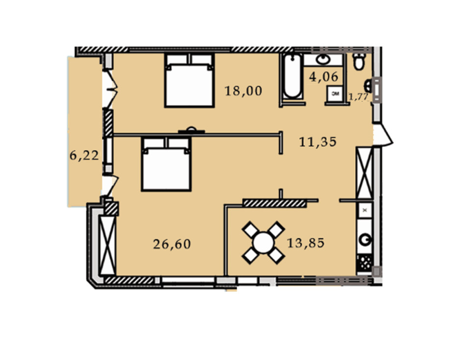 Планування 2-кімнатної квартири в ЖК Premier Tower 81.87 м², фото 188922 Планування 2-кімнатної квартири в ЖК Premier Tower 81.87 м², фото 188922