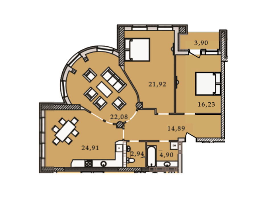 Планування 3-кімнатної квартири в ЖК Premier Tower 111.83 м², фото 188923 Планування 3-кімнатної квартири в ЖК Premier Tower 111.83 м², фото 188923