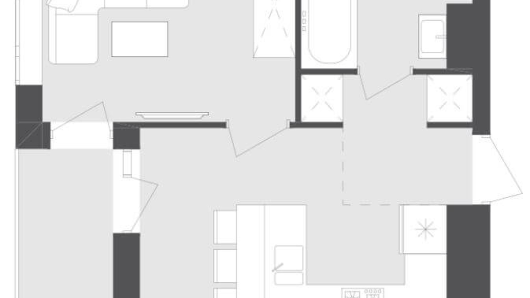 Планування 1-кімнатної квартири в ЖК Avalon Zelena Street 29.43 м², фото 190356