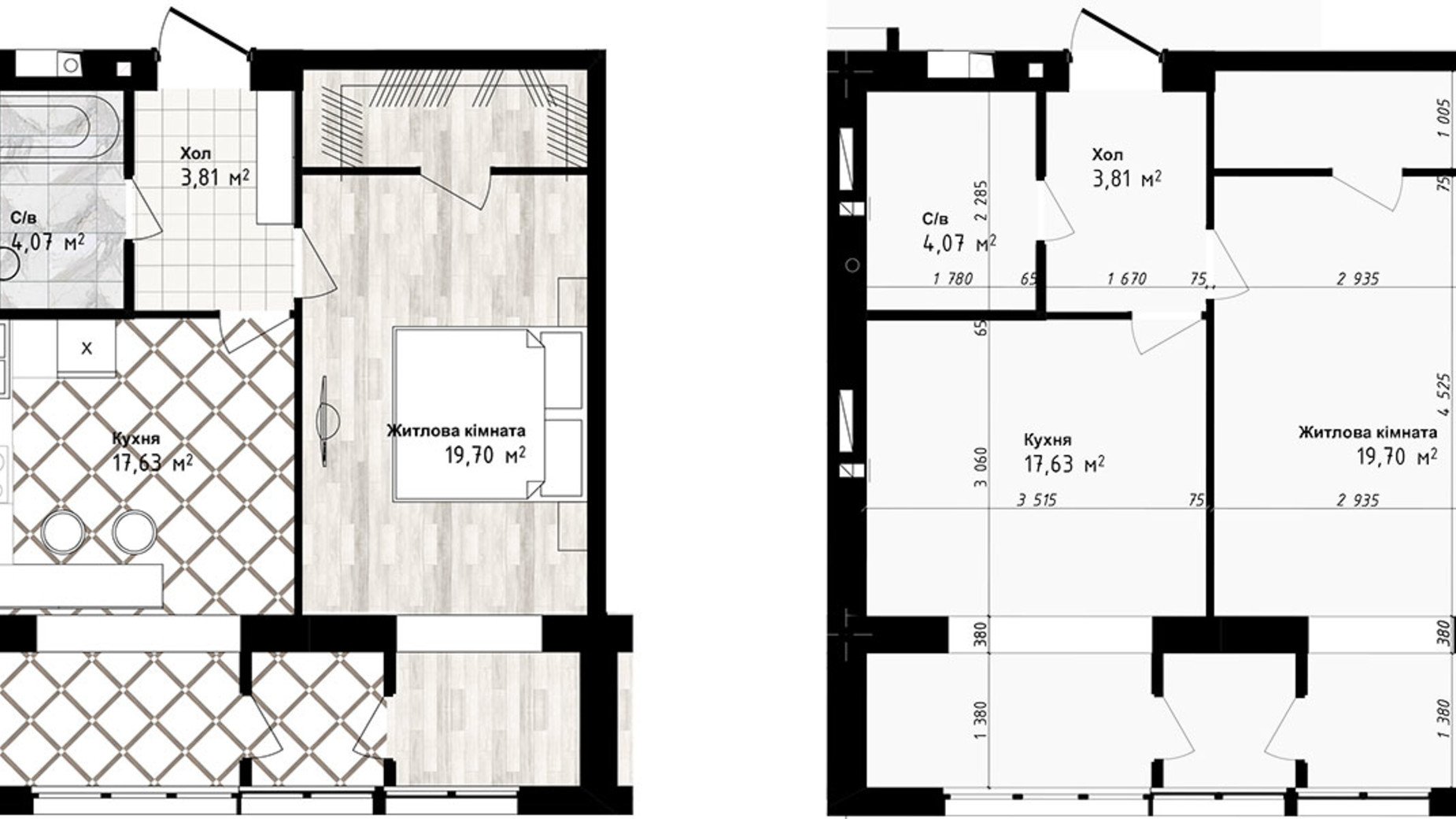 Планировка 1-комнатной квартиры в ЖК Sea Town 45.21 м², фото 191216