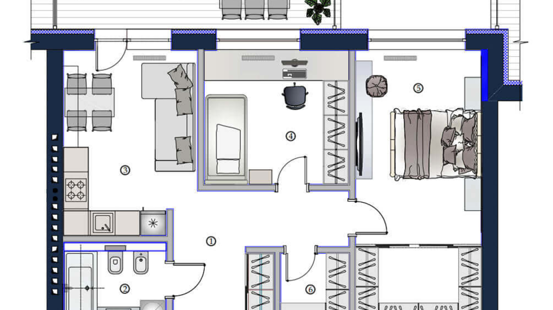 Планировка 2-комнатной квартиры в ЖК София 75.8 м², фото 191254