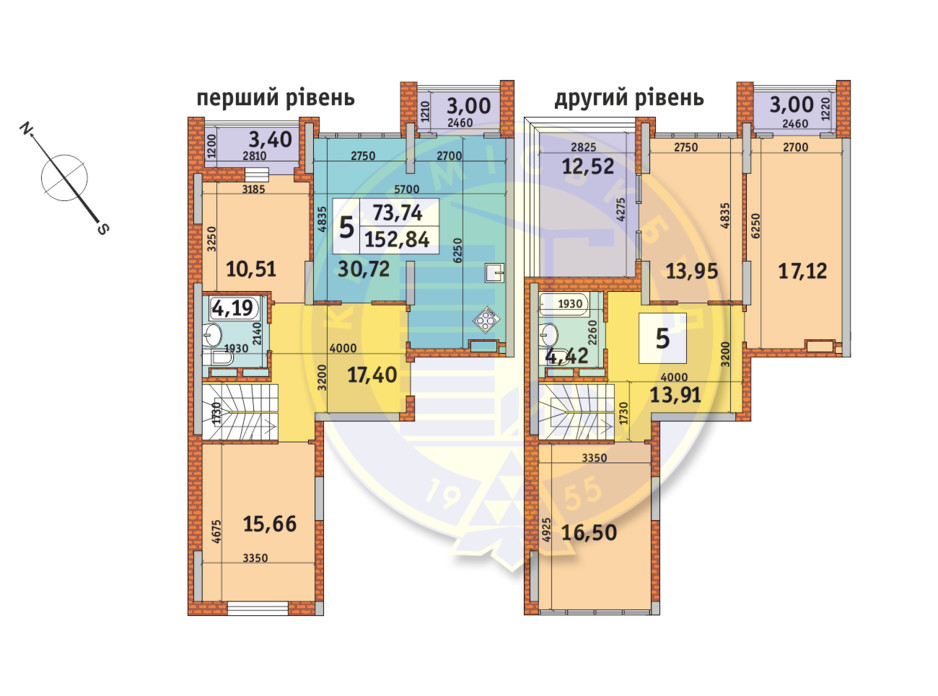 Планування 5-кімнатної квартири в ЖК «Медовий» 152.84 м², фото 191474 Планування 5-кімнатної квартири в ЖК «Медовий» 152.84 м², фото 191474