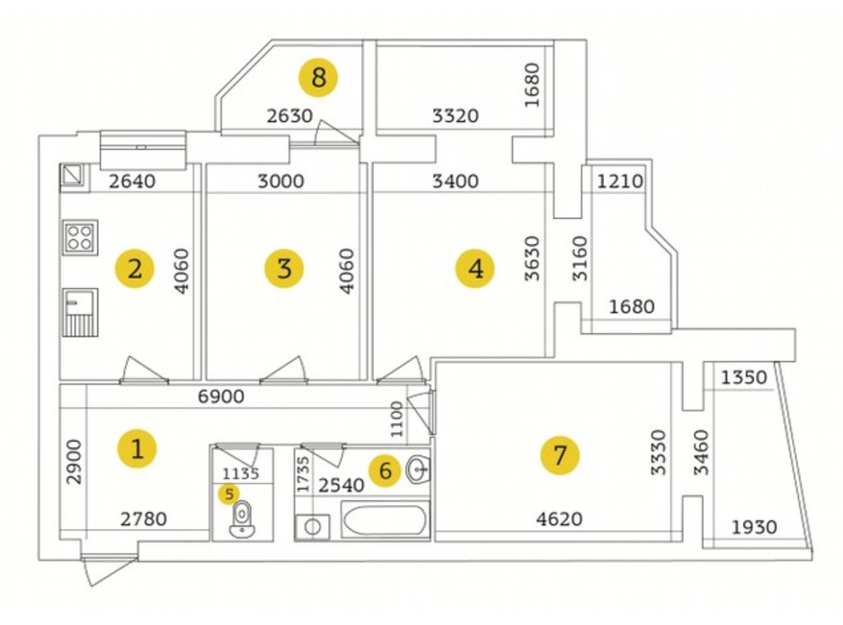 Планировка 3-комнатной квартиры в ЖК Тетеревский Бульвар 90.07 м², фото 193133 Планировка 3-комнатной квартиры в ЖК Тетеревский Бульвар 90.07 м², фото 193133