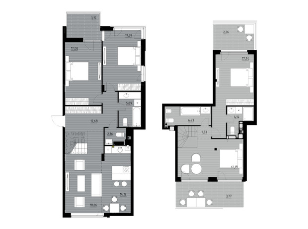ЖК Wellness Park: планування 4-кімнатної квартири 155.88 м²