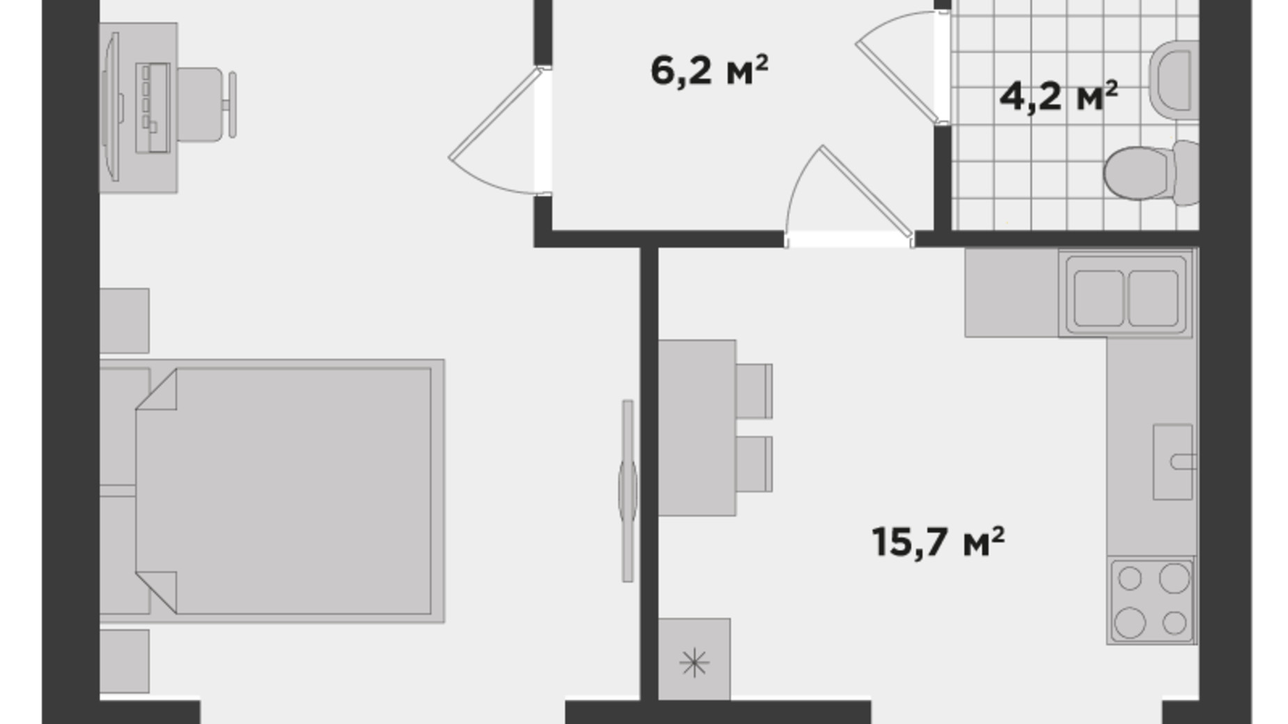 Планування 1-кімнатної квартири в ЖК Millennium State 51.7 м², фото 197063