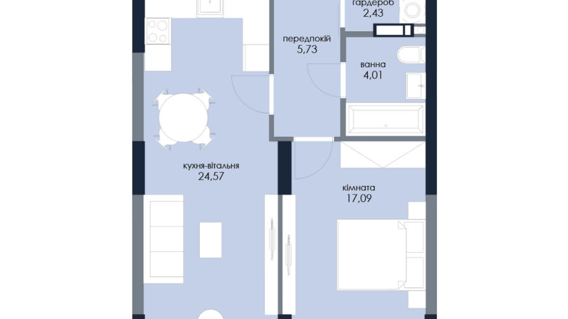 Планировка 1-комнатной квартиры в ЖК Новый Автограф 53.83 м², фото 197600