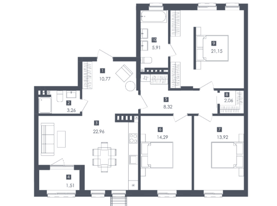 Планировка 3-комнатной квартиры в ЖК Малоголосківські пагорби 104.14 м², фото 197673 Планировка 3-комнатной квартиры в ЖК Малоголосківські пагорби 104.14 м², фото 197673