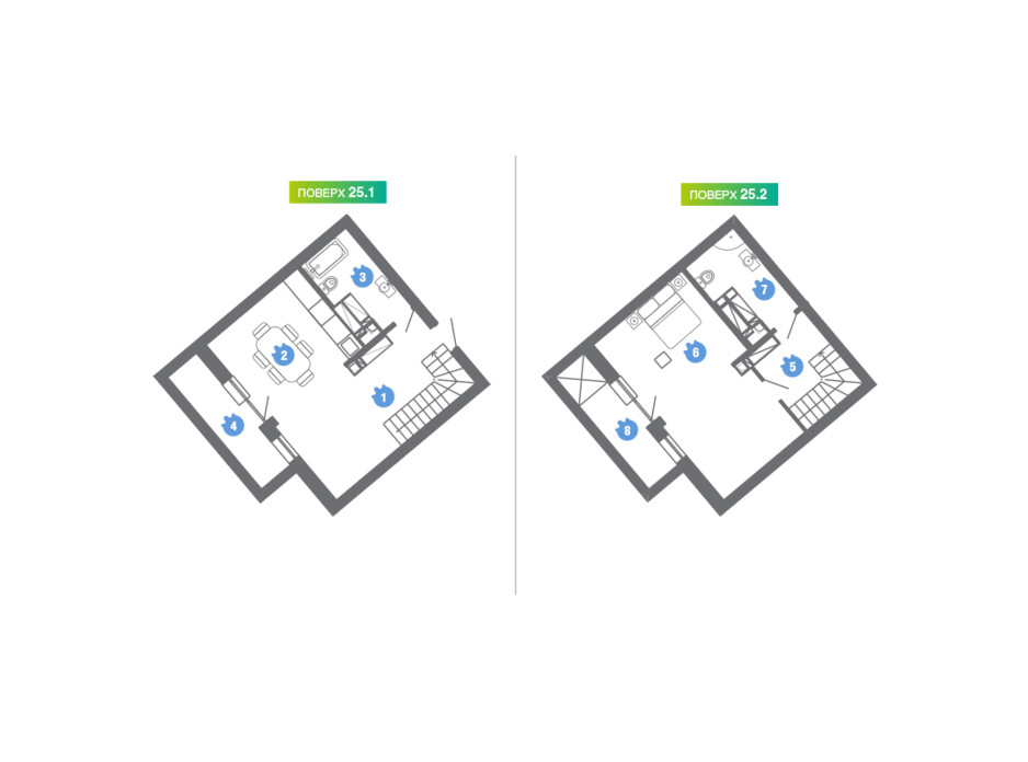 Планировка многоуровневой квартиры в ЖК Family & Friends 71.05 м², фото 197810 Планировка многоуровневой квартиры в ЖК Family & Friends 71.05 м², фото 197810