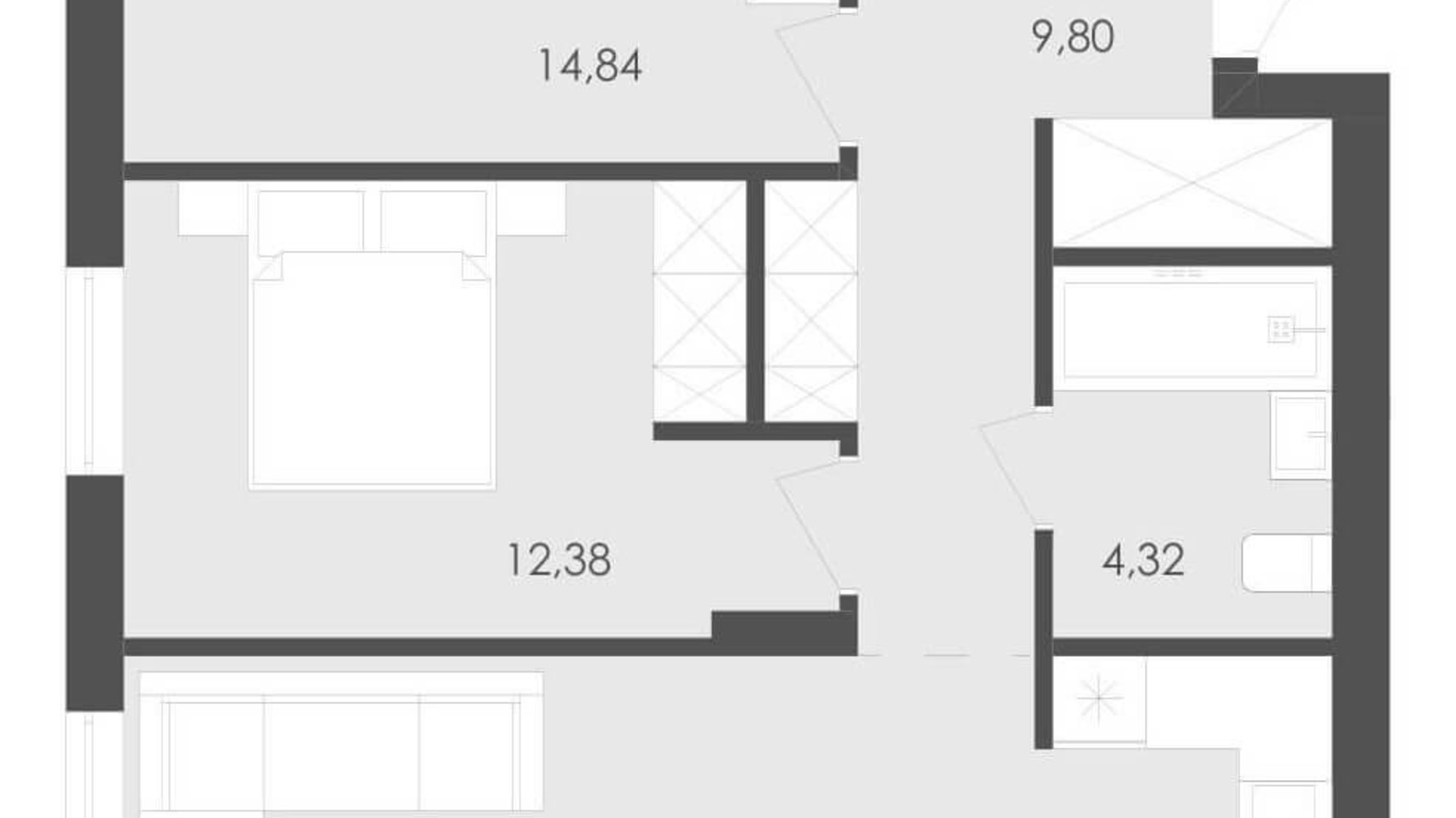 Планування 2-кімнатної квартири в ЖК Avalon Holiday 69.01 м², фото 198474