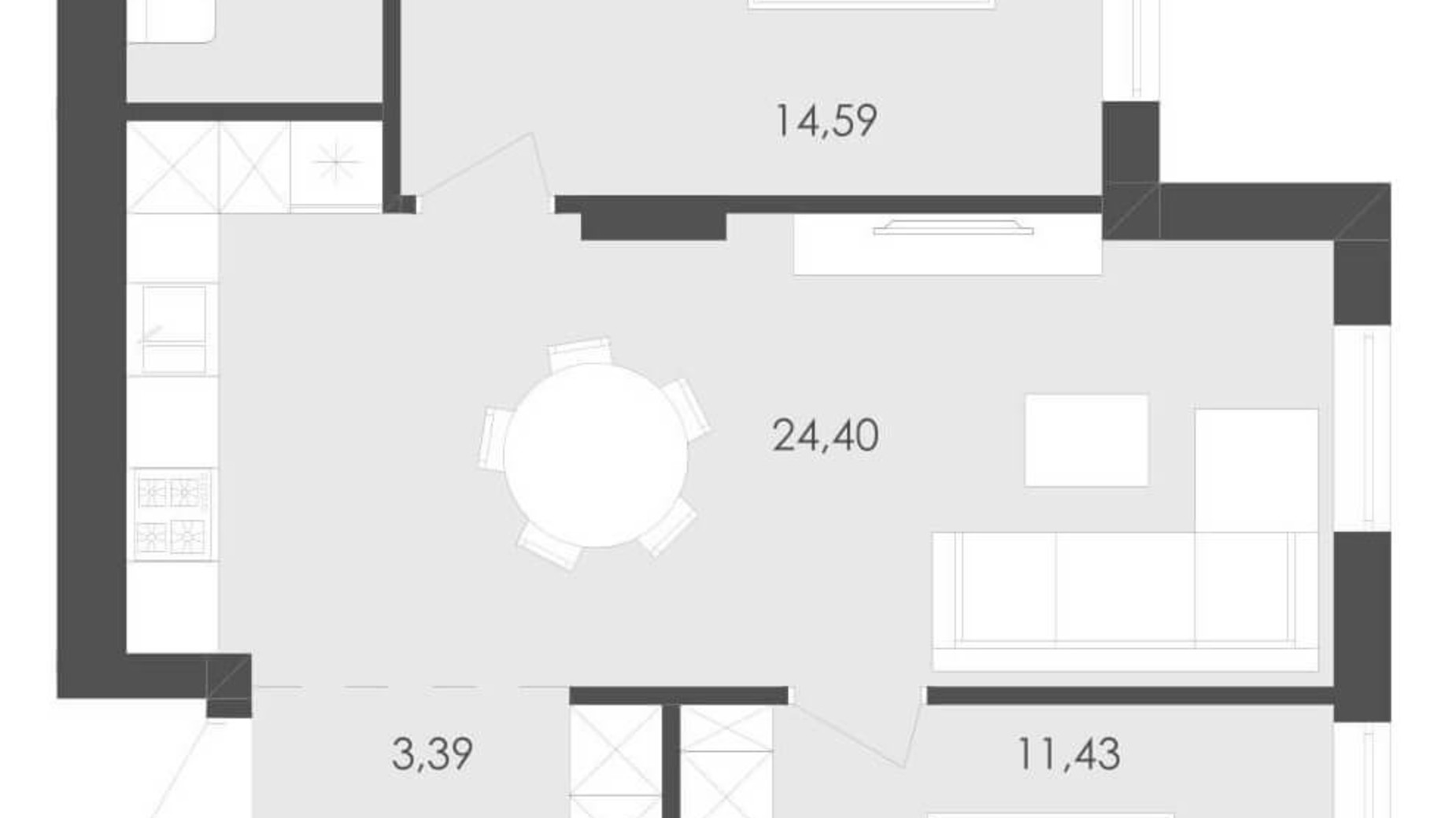 Планировка 2-комнатной квартиры в ЖК Avalon Holiday 61.79 м², фото 198476