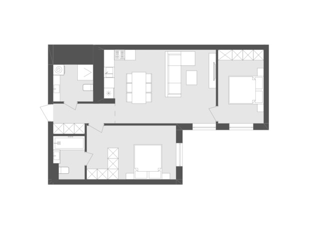 ЖК Avalon Holiday: планування 2-кімнатної квартири 66.82 м²