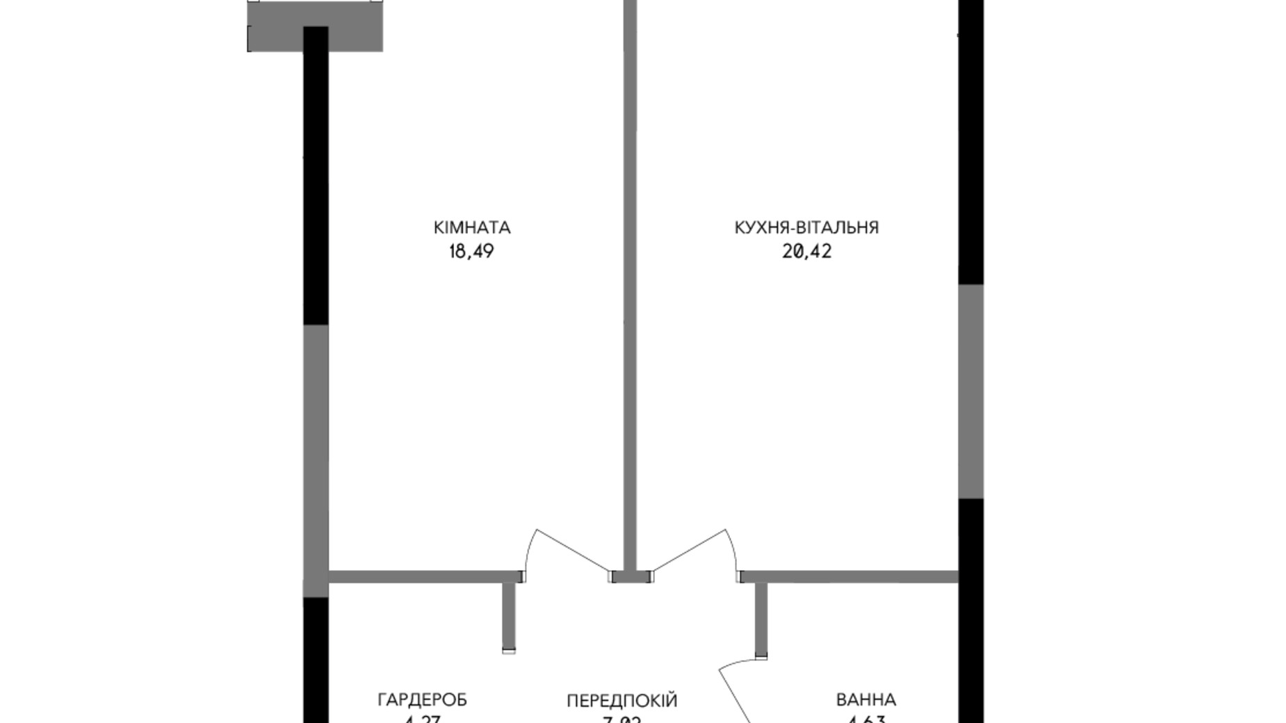 Планування 1-кімнатної квартири в Інноваційний комплекс A136 Highlight Tower 54.87 м², фото 200456