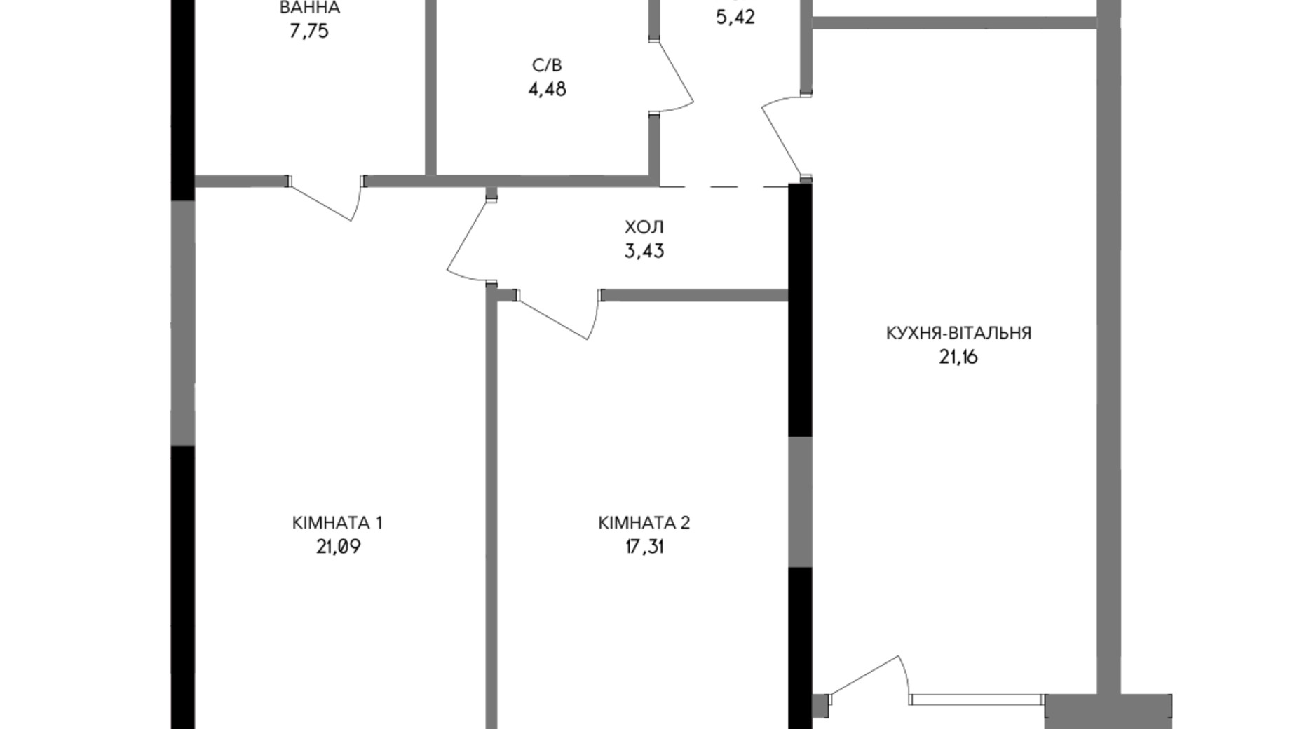 Планировка 2-комнатной квартиры в Инновационный комплекс A136 Highlight Tower 88.44 м², фото 200460