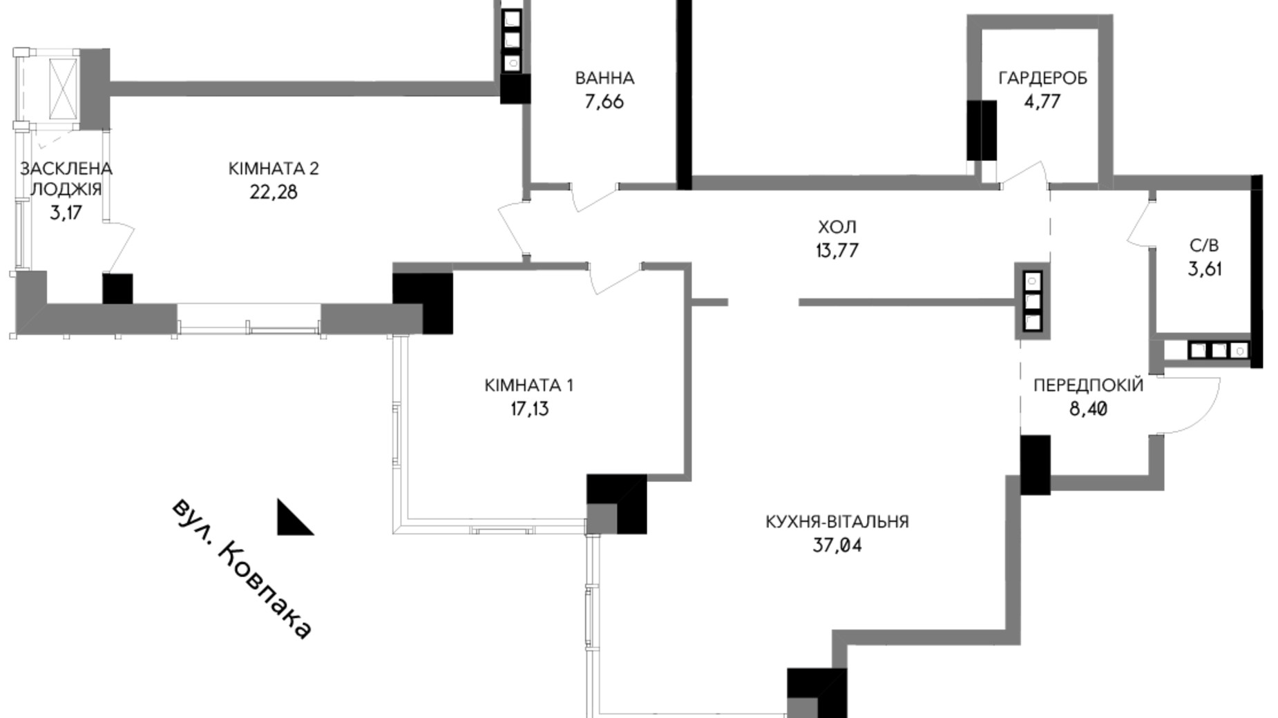 Планування 2-кімнатної квартири в Інноваційний комплекс A136 Highlight Tower 118.4 м², фото 200461