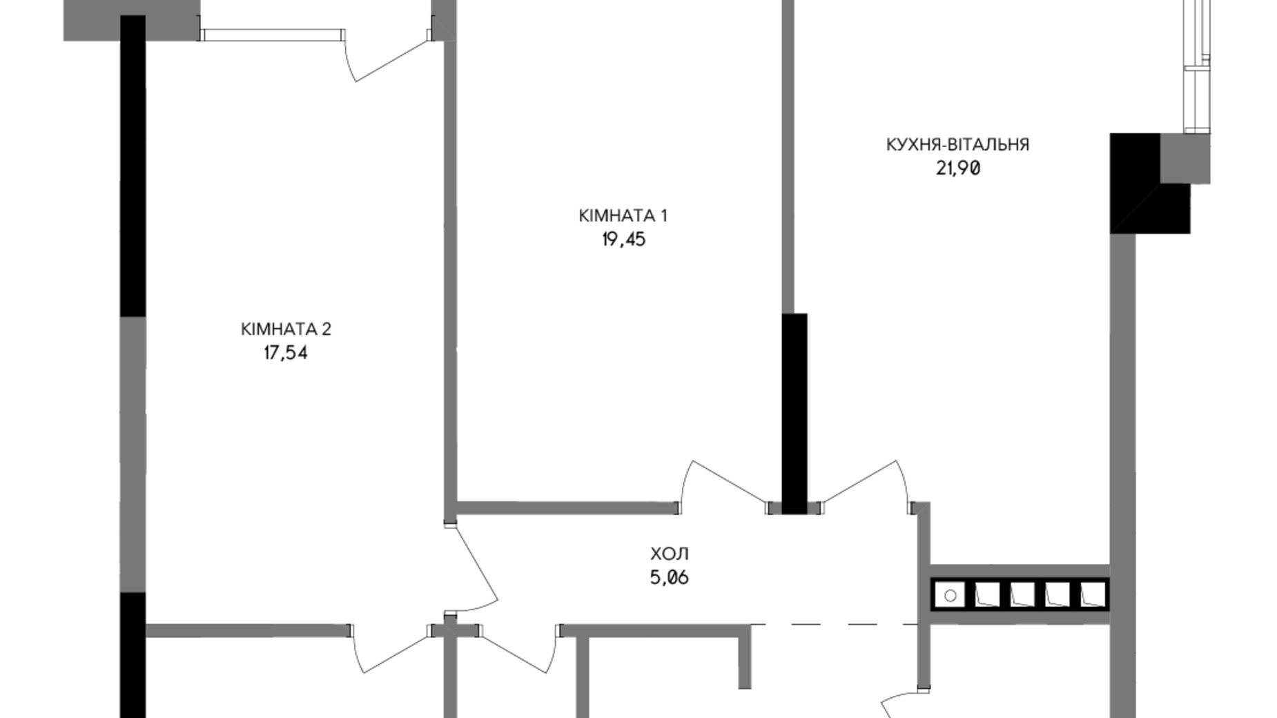 Планування 2-кімнатної квартири в Інноваційний комплекс A136 Highlight Tower 85.88 м², фото 200464