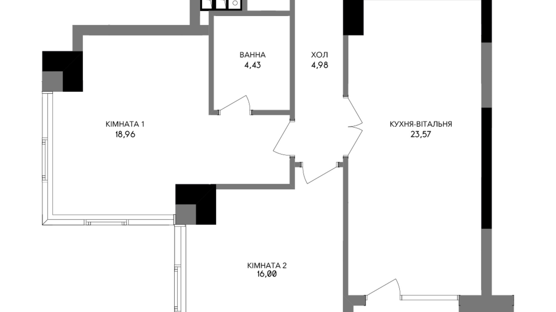 Планування 2-кімнатної квартири в Інноваційний комплекс A136 Highlight Tower 81.29 м², фото 200465