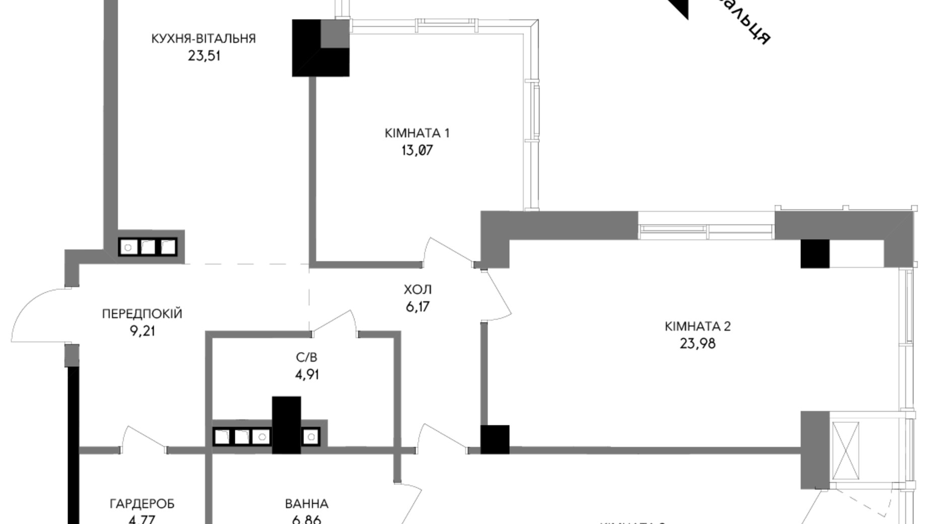 Планировка 3-комнатной квартиры в Инновационный комплекс A136 Highlight Tower 117.46 м², фото 200466