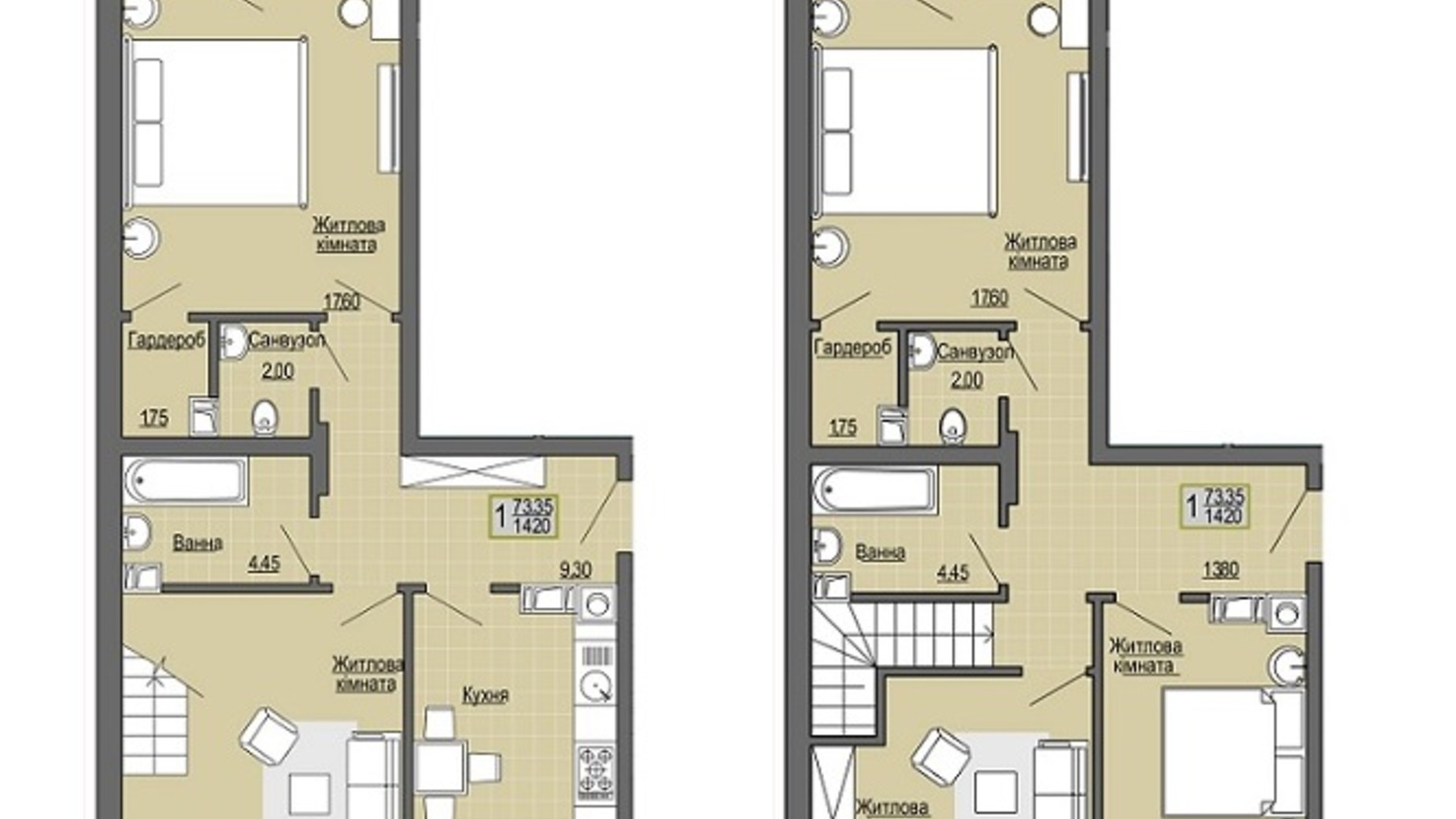 Планировка много­уровневой квартиры в ЖК Senator 142.2 м², фото 200941