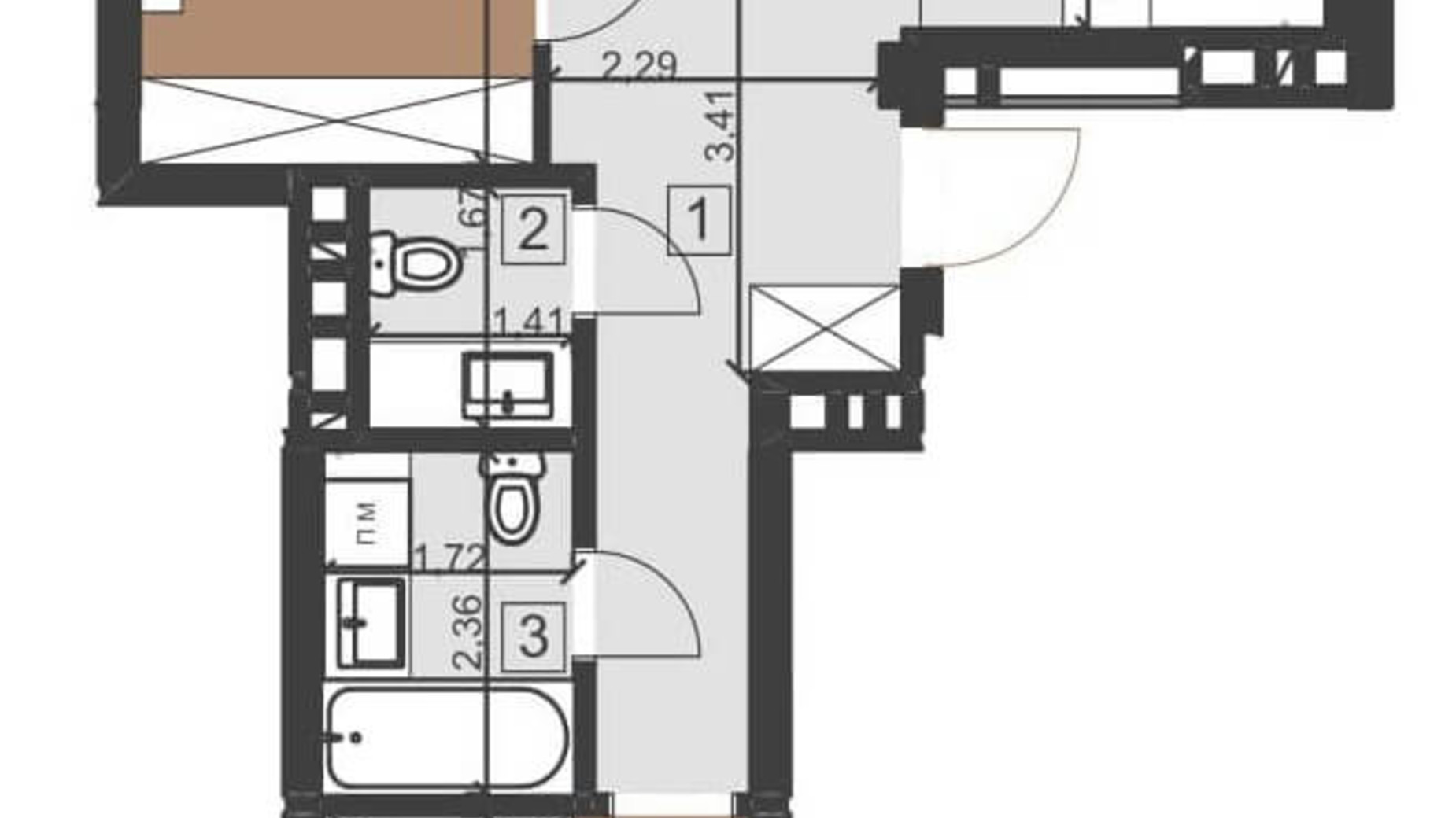 Планировка 3-комнатной квартиры в ЖК Парус Премиум 82.8 м², фото 201125