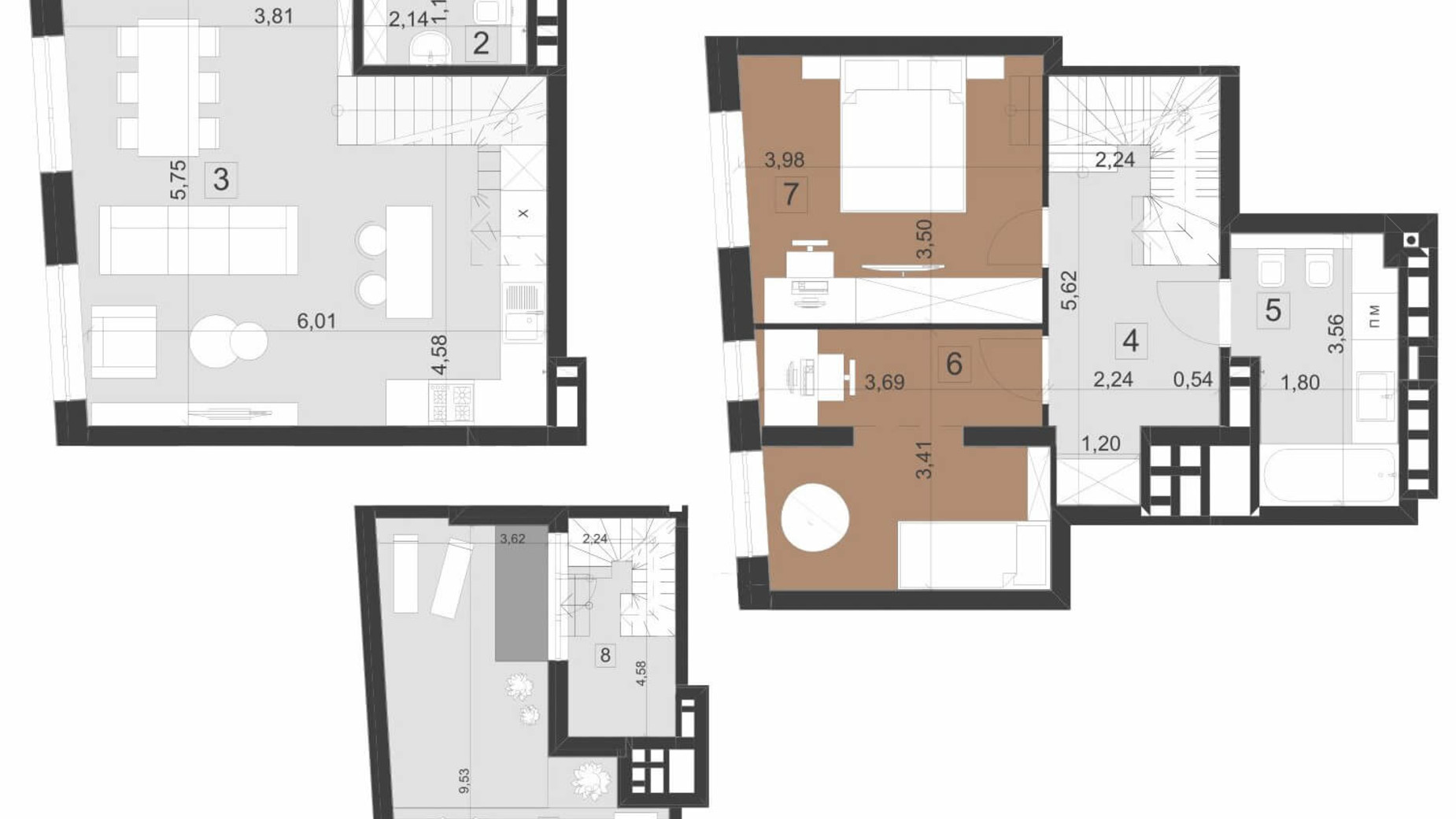 Планування багато­рівневої квартири в ЖК Парус Преміум 101.1 м², фото 201310