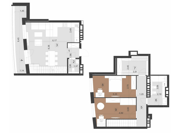 ЖК Парус Преміум: планування 2-кімнатної квартири 96.7 м²