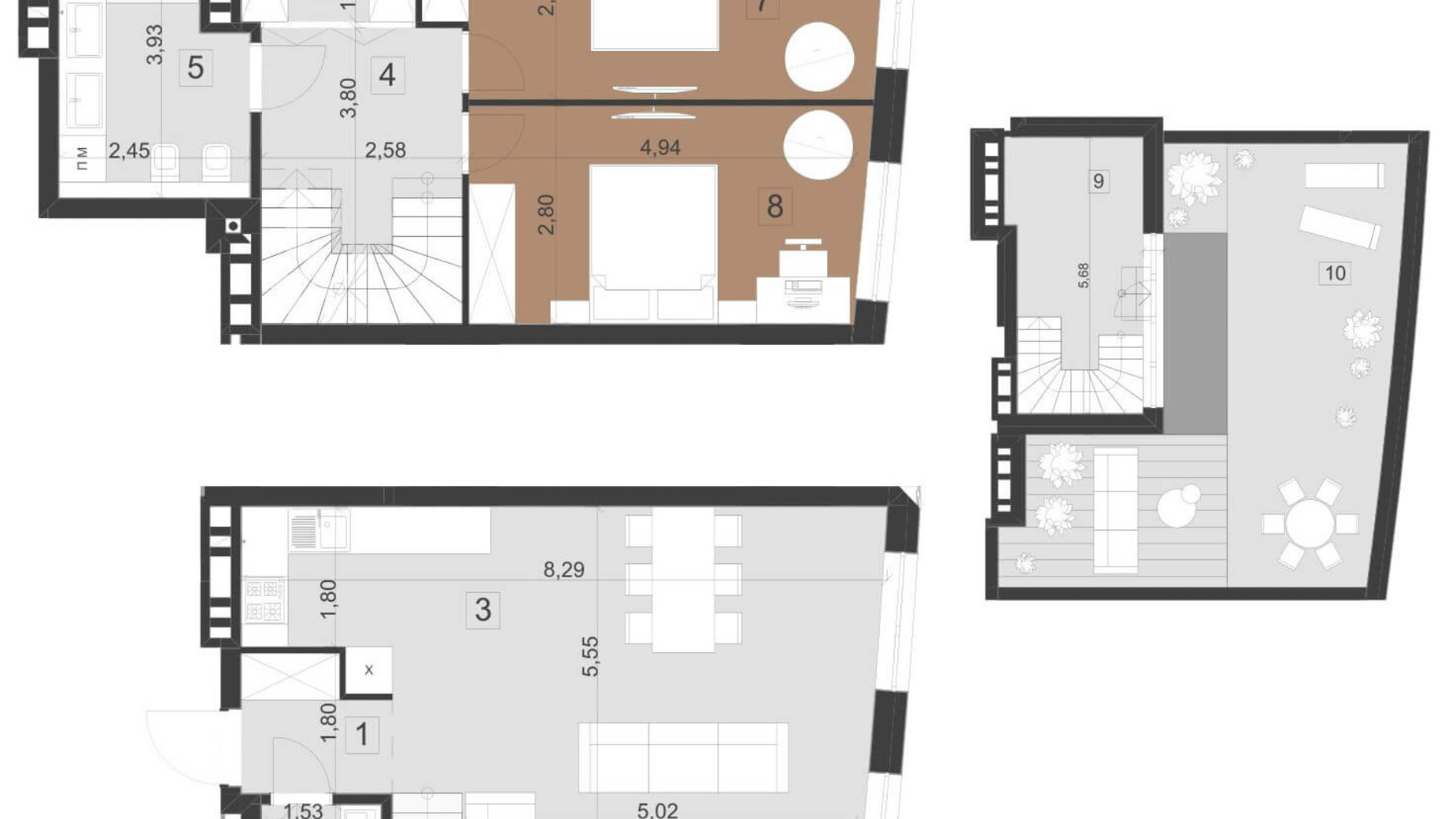 Планування багато­рівневої квартири в ЖК Парус Преміум 118.3 м², фото 201321