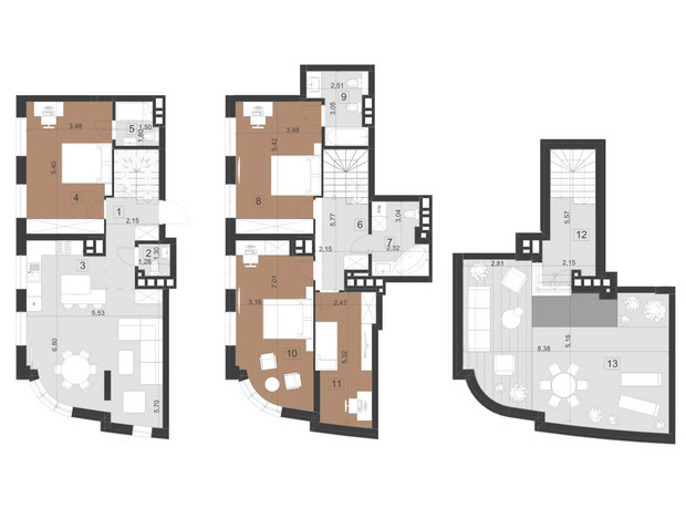 ЖК Парус Преміум: планування 4-кімнатної квартири 154.7 м²