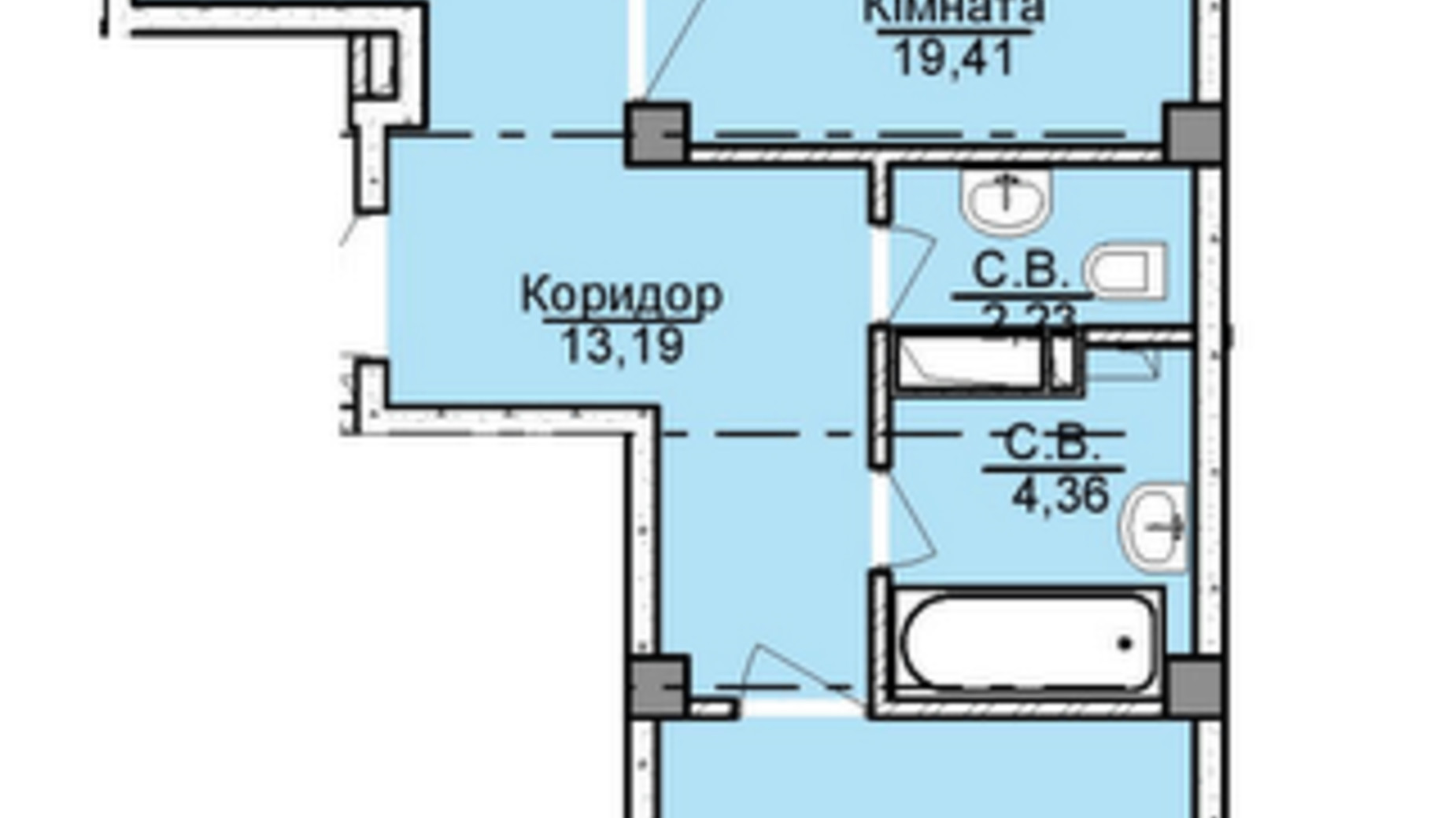 Планування 2-кімнатної квартири в ЖК вул. Пушкіна 73.09 м², фото 201583