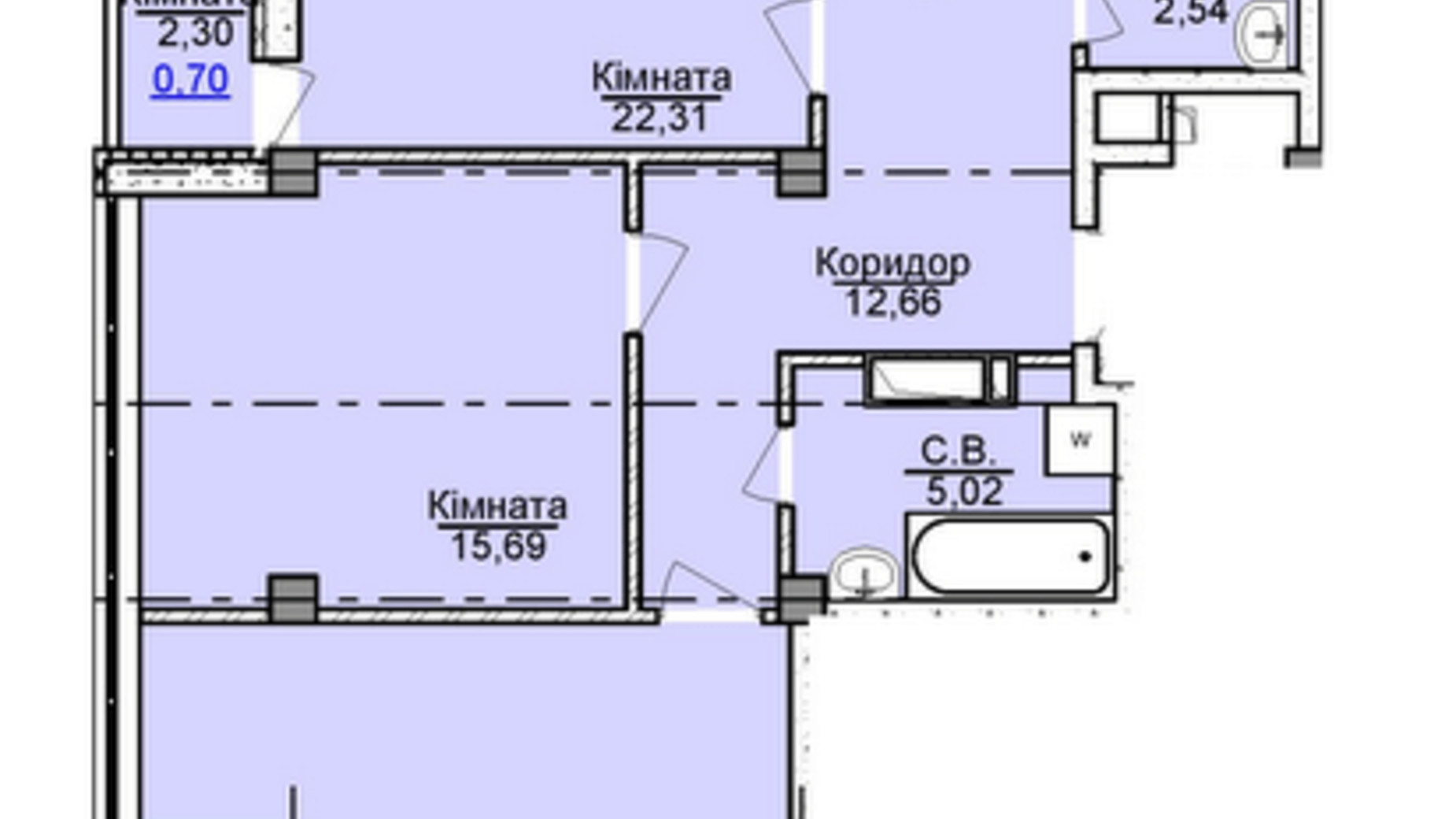 Планировка 3-комнатной квартиры в ЖК ул. Пушкина 101.24 м², фото 201584