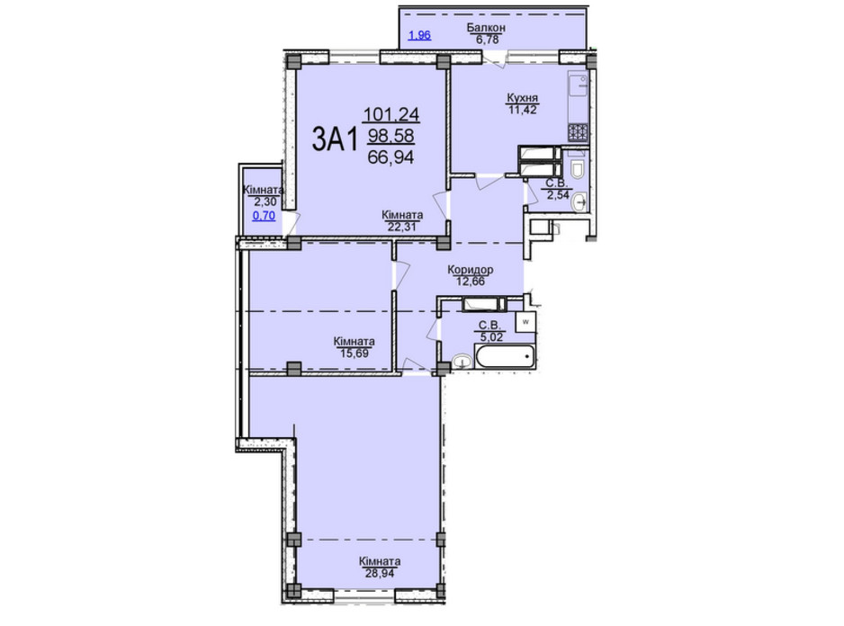 Планировка 3-комнатной квартиры в ЖК по ул. Пушкина 101.24 м², фото 201584 Планировка 3-комнатной квартиры в ЖК по ул. Пушкина 101.24 м², фото 201584