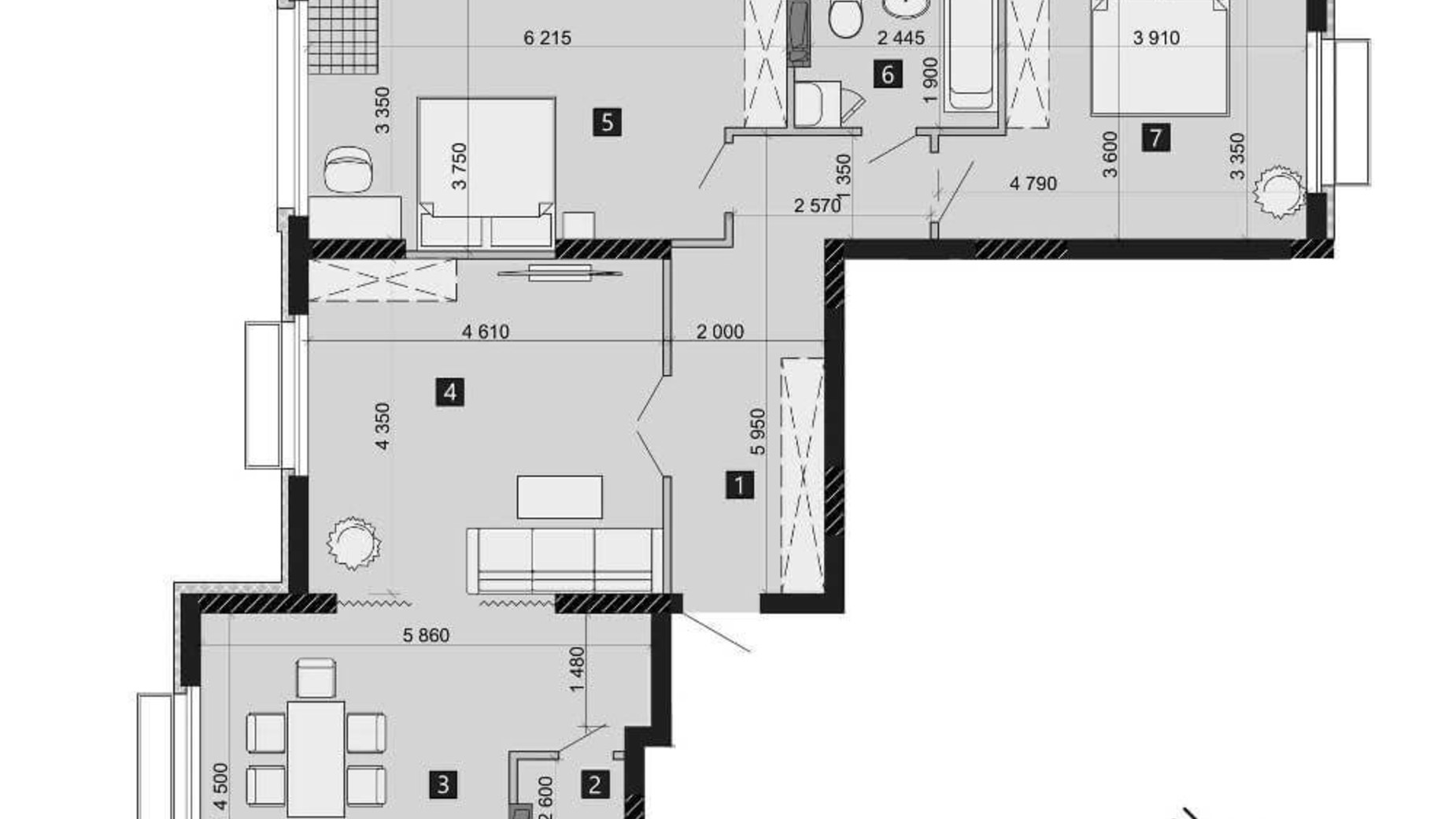 Планування 3-кімнатної квартири в ЖК Liko-Grad Perfect Town 96 м², фото 201872