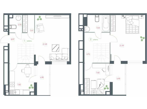 ЖК Озерный гай Гатное: планировка 3-комнатной квартиры 95.92 м²