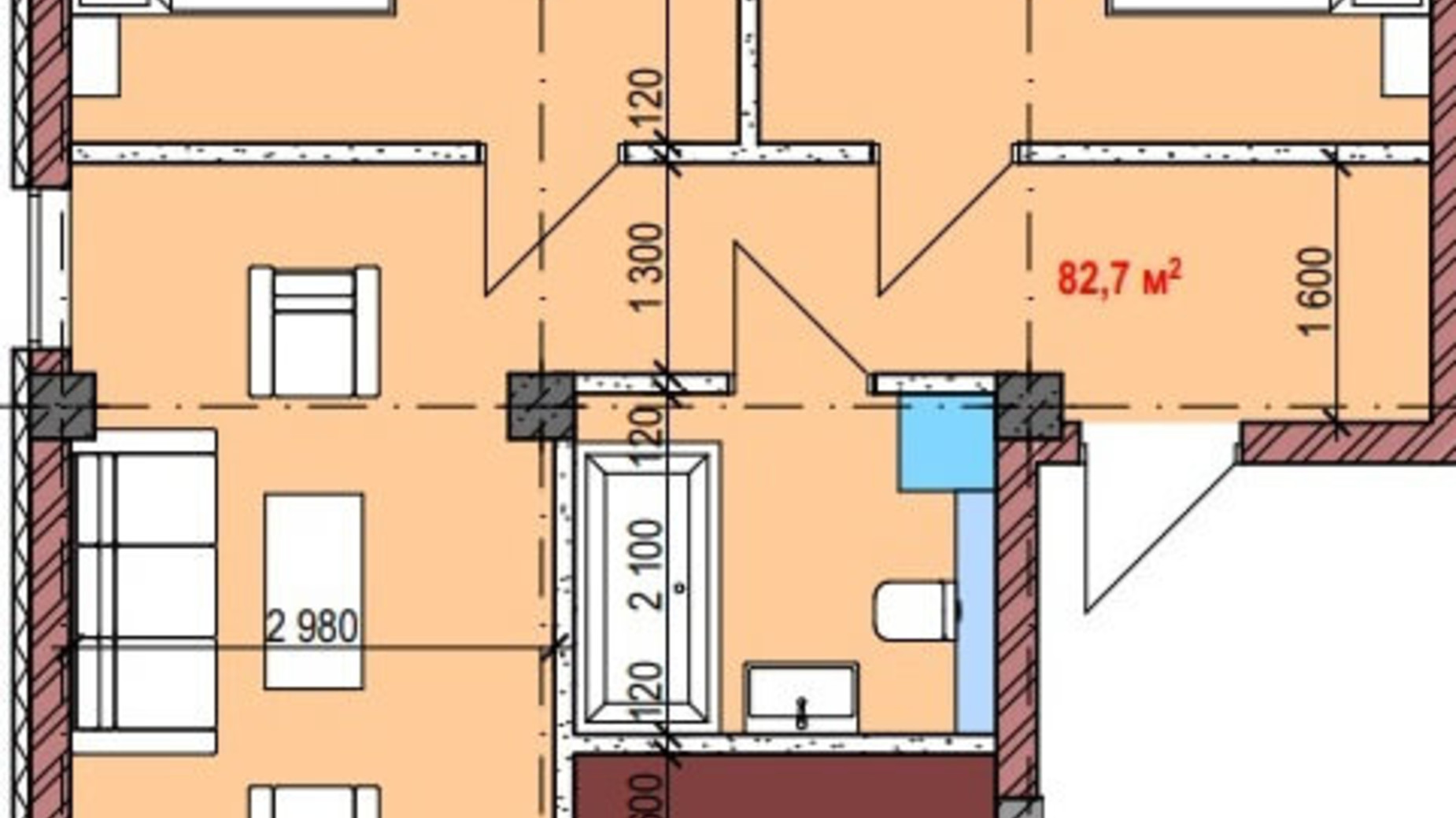 Планировка 3-комнатной квартиры в ЖК Club City 98 м², фото 203939