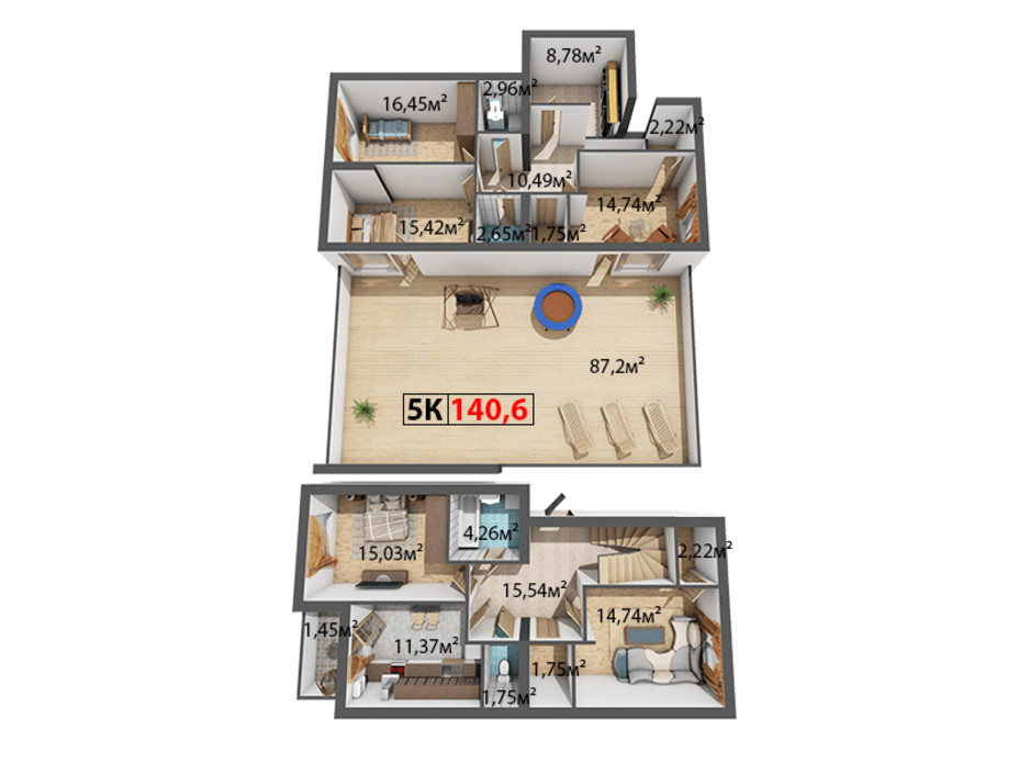 Планування 5-кімнатної квартири в ЖК Стожари 140.6 м², фото 204374 Планування 5-кімнатної квартири в ЖК Стожари 140.6 м², фото 204374