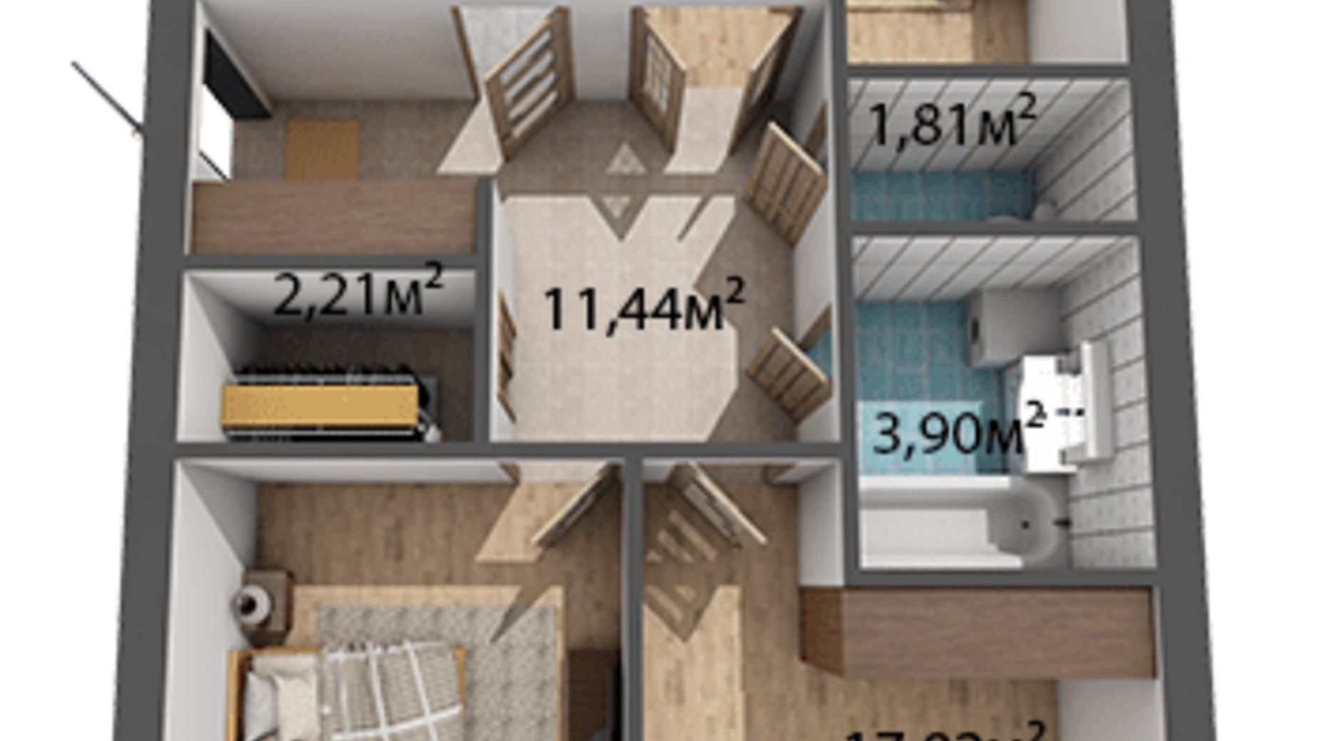 Планування 3-кімнатної квартири в ЖК Стожари 77.2 м², фото 204383