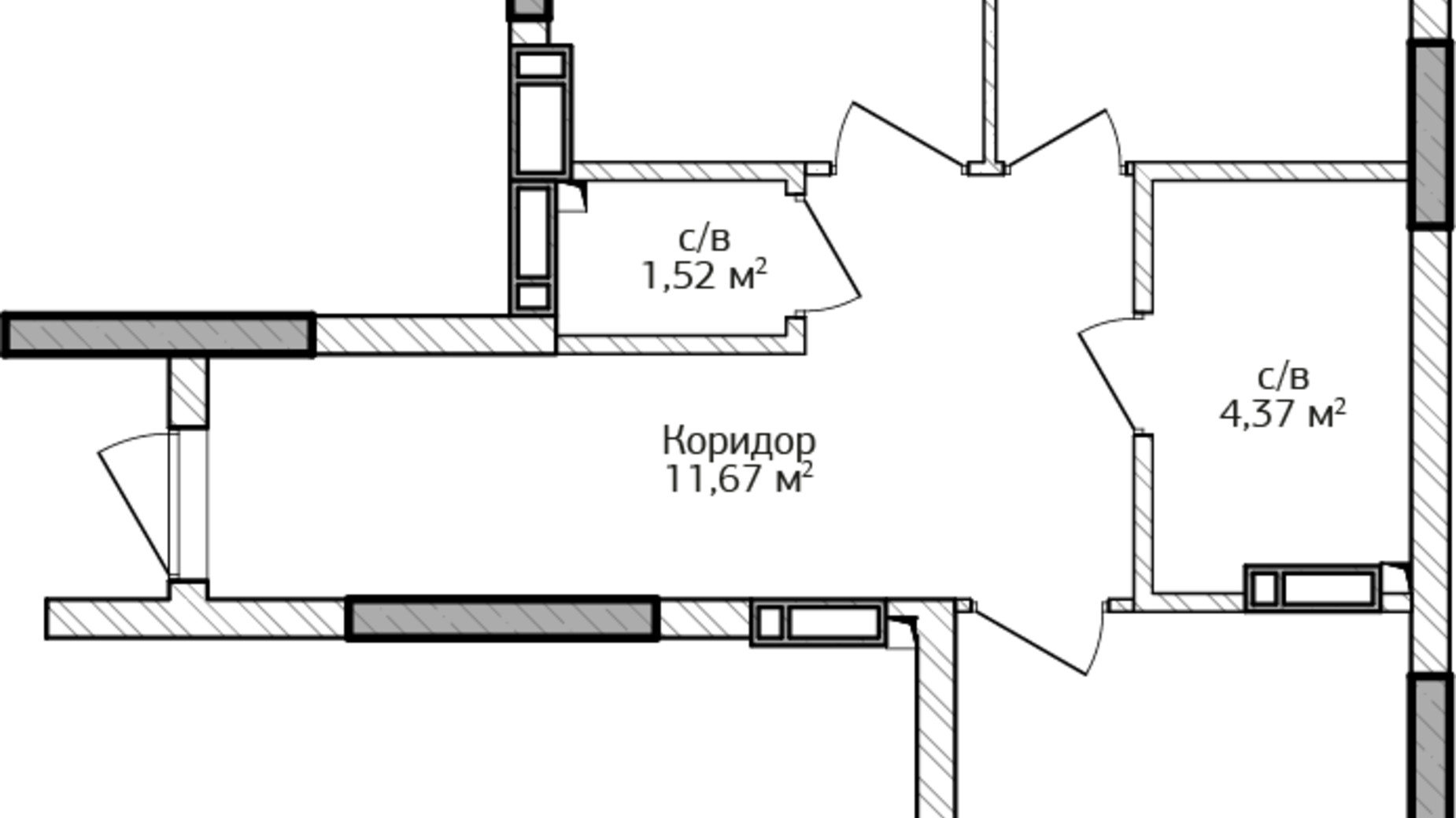 Планування 2-кімнатної квартири в ЖК City Park 2 58.46 м², фото 204397