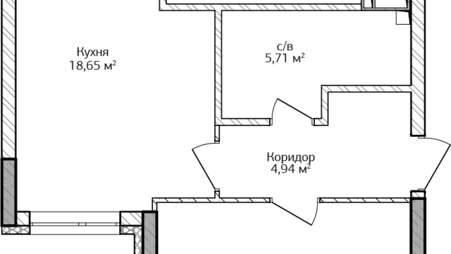 Планировка 1-комнатной квартиры в ЖК City Park 2 44.39 м², фото 204514