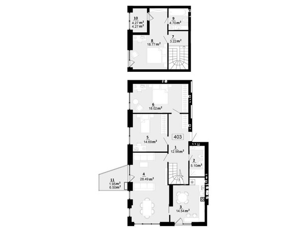 ЖК Белый Шоколад. City Lake: планировка 4-комнатной квартиры 126.73 м²