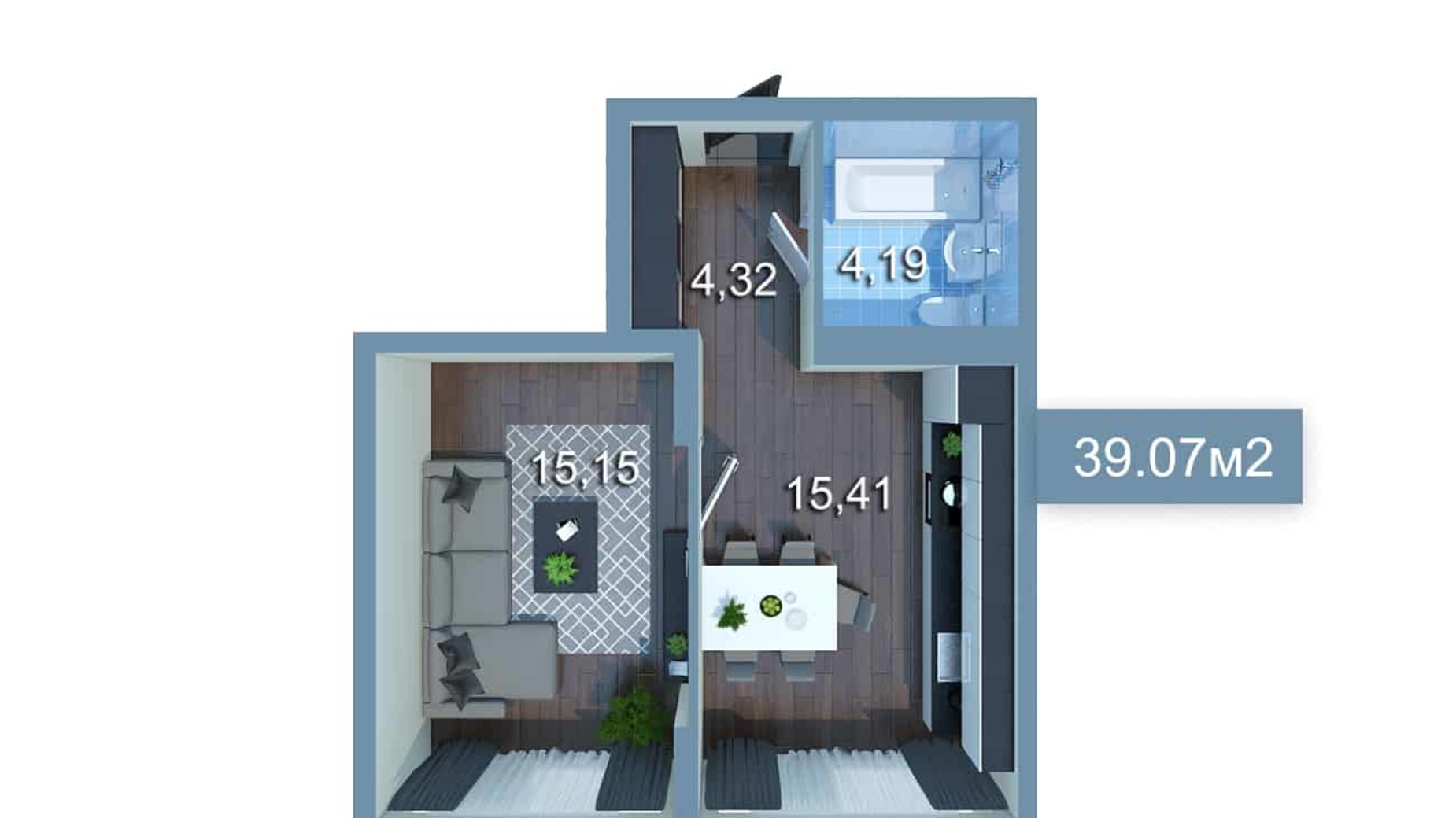 Планировка 1-комнатной квартиры в ЖК Star City 40.19 м², фото 205267