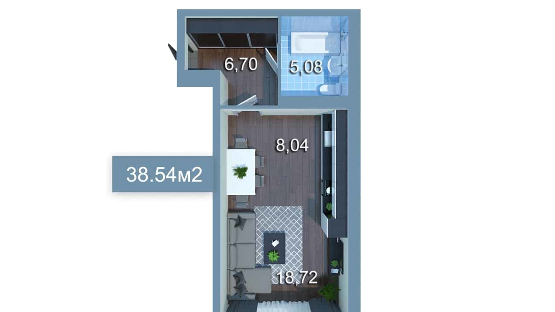 Планировка 1-комнатной квартиры в ЖК Star City 37.98 м², фото 205268