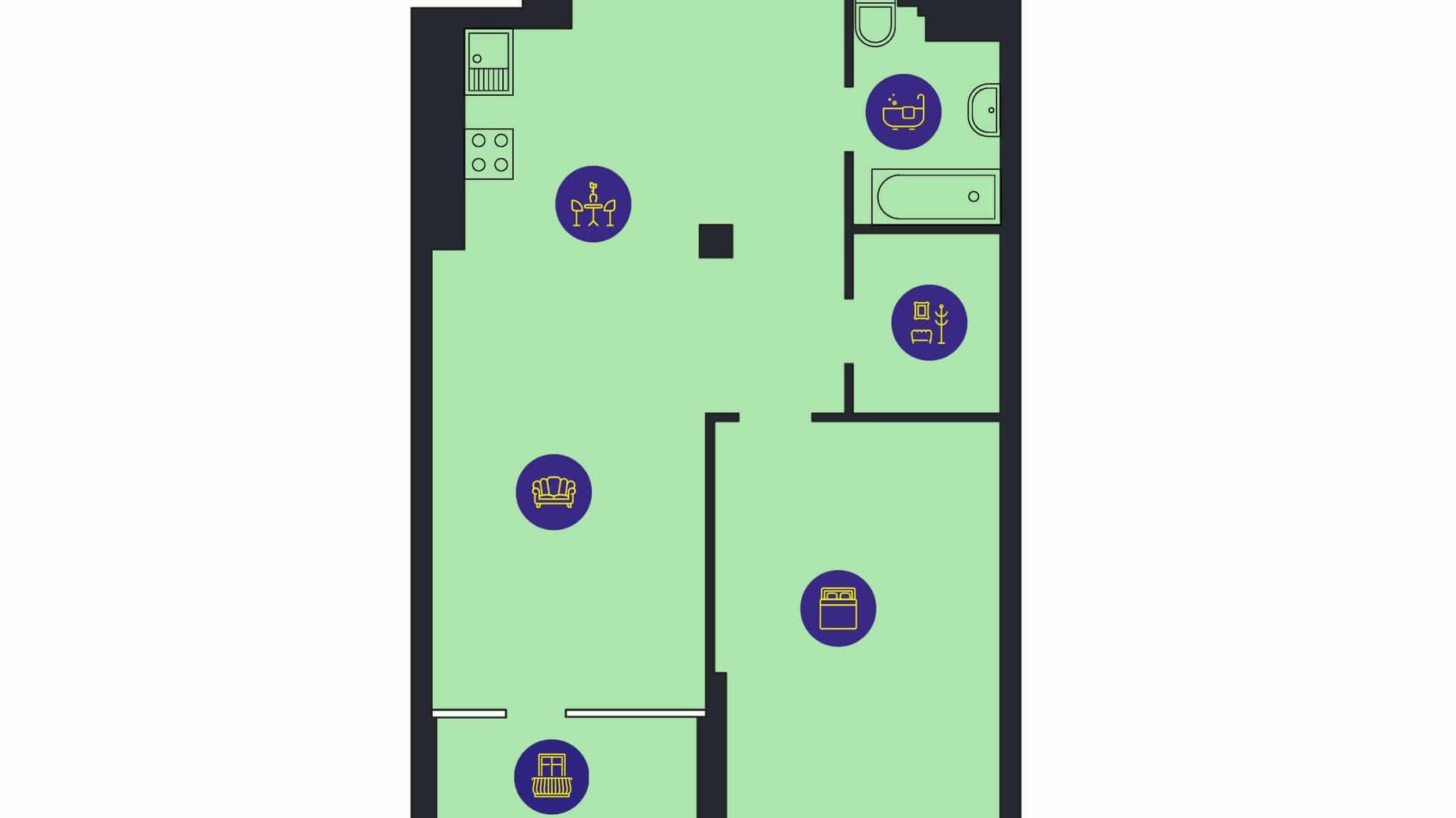 Планування 1-кімнатної квартири в ЖК Новопечерська Вежа 65.4 м², фото 205751