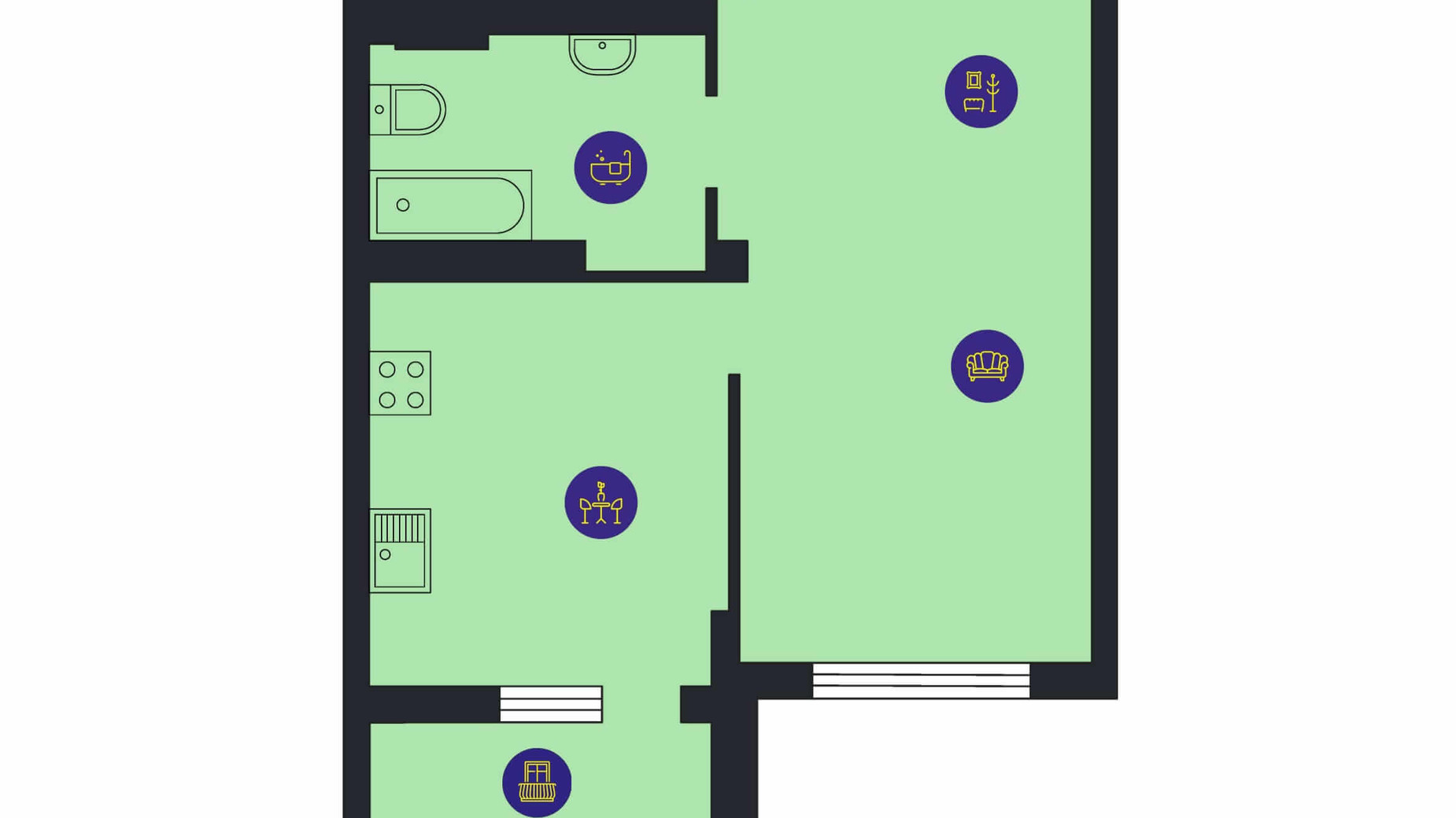 Планування 1-кімнатної квартири в ЖК Новопечерська Вежа 45.2 м², фото 205754