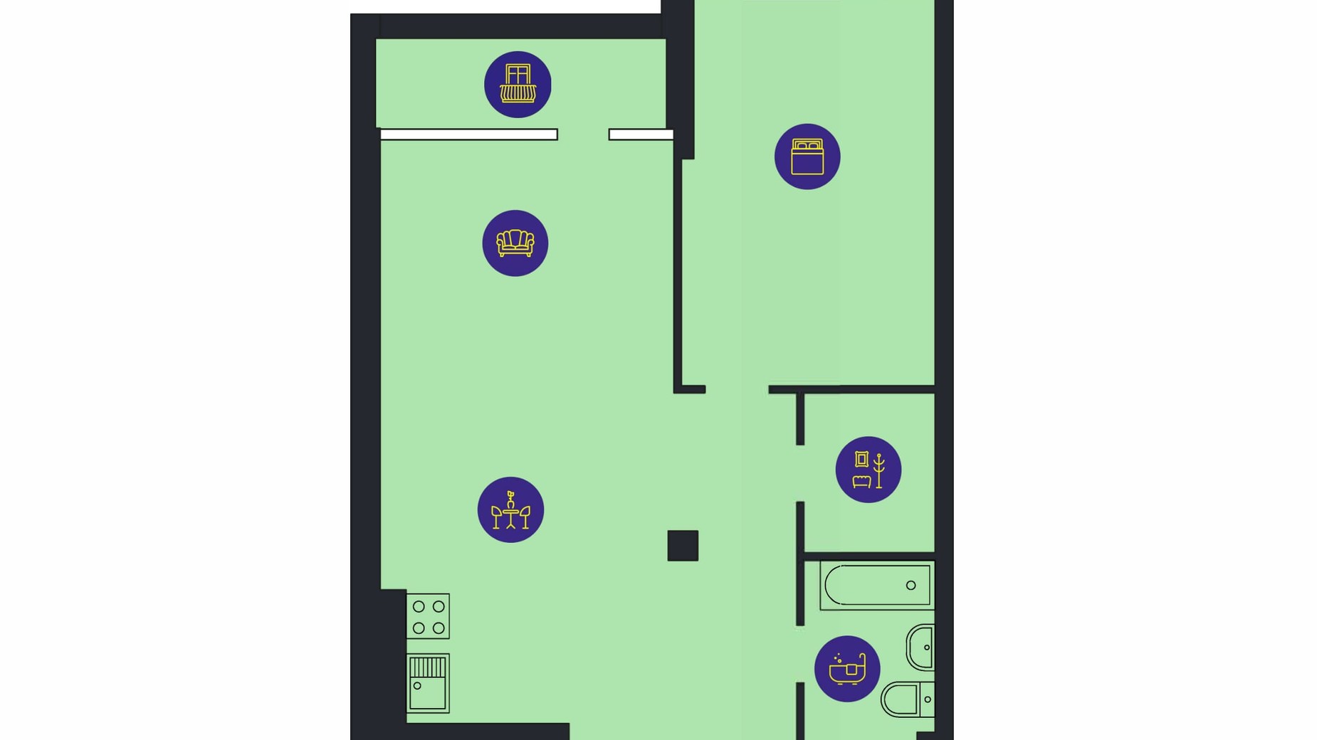 Планування 1-кімнатної квартири в ЖК Новопечерська Вежа 74.1 м², фото 205760