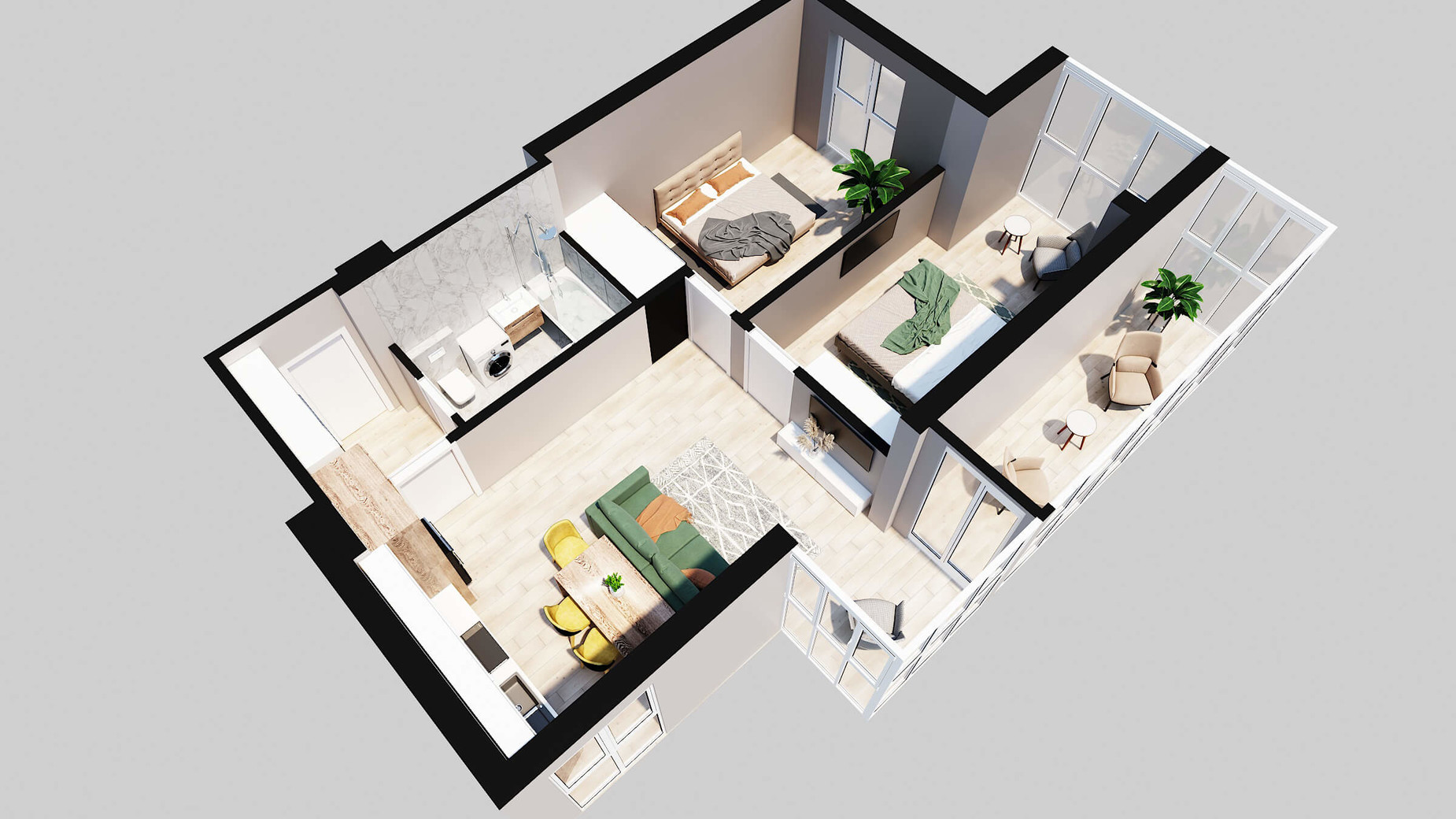 Планировка 2-комнатной квартиры в ЖК Янтарный 70.18 м², фото 205767