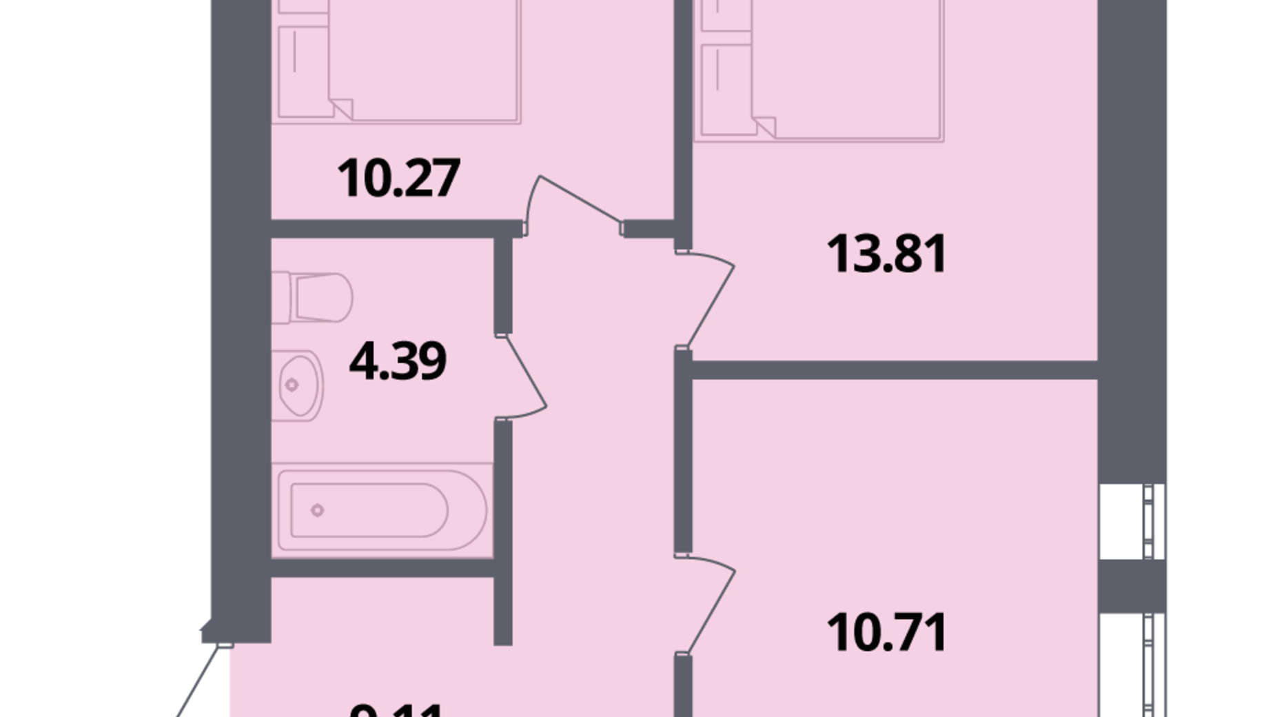 Планування 2-кімнатної квартири в ЖК Європейка 60.34 м², фото 205794