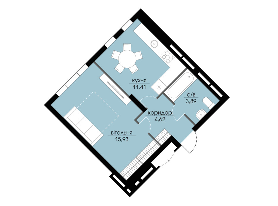 Планування 1-кімнатної квартири в ЖК Echo Park 2 35.87 м², фото 205797 Планування 1-кімнатної квартири в ЖК Echo Park 2 35.87 м², фото 205797