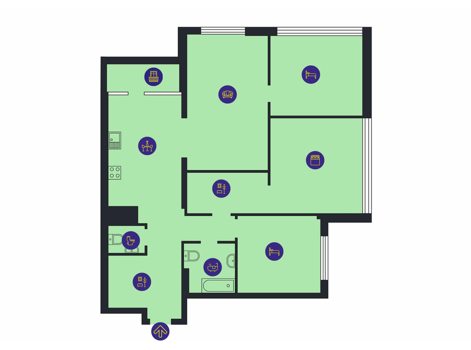 Планировка 4-комнатной квартиры в ЖК Новопечерська Вежа 133.8 м², фото 205931 Планировка 4-комнатной квартиры в ЖК Новопечерська Вежа 133.8 м², фото 205931