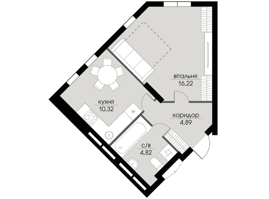 Планировка 1-комнатной квартиры в ЖК Echo Park 2 36.25 м², фото 206044 Планировка 1-комнатной квартиры в ЖК Echo Park 2 36.25 м², фото 206044