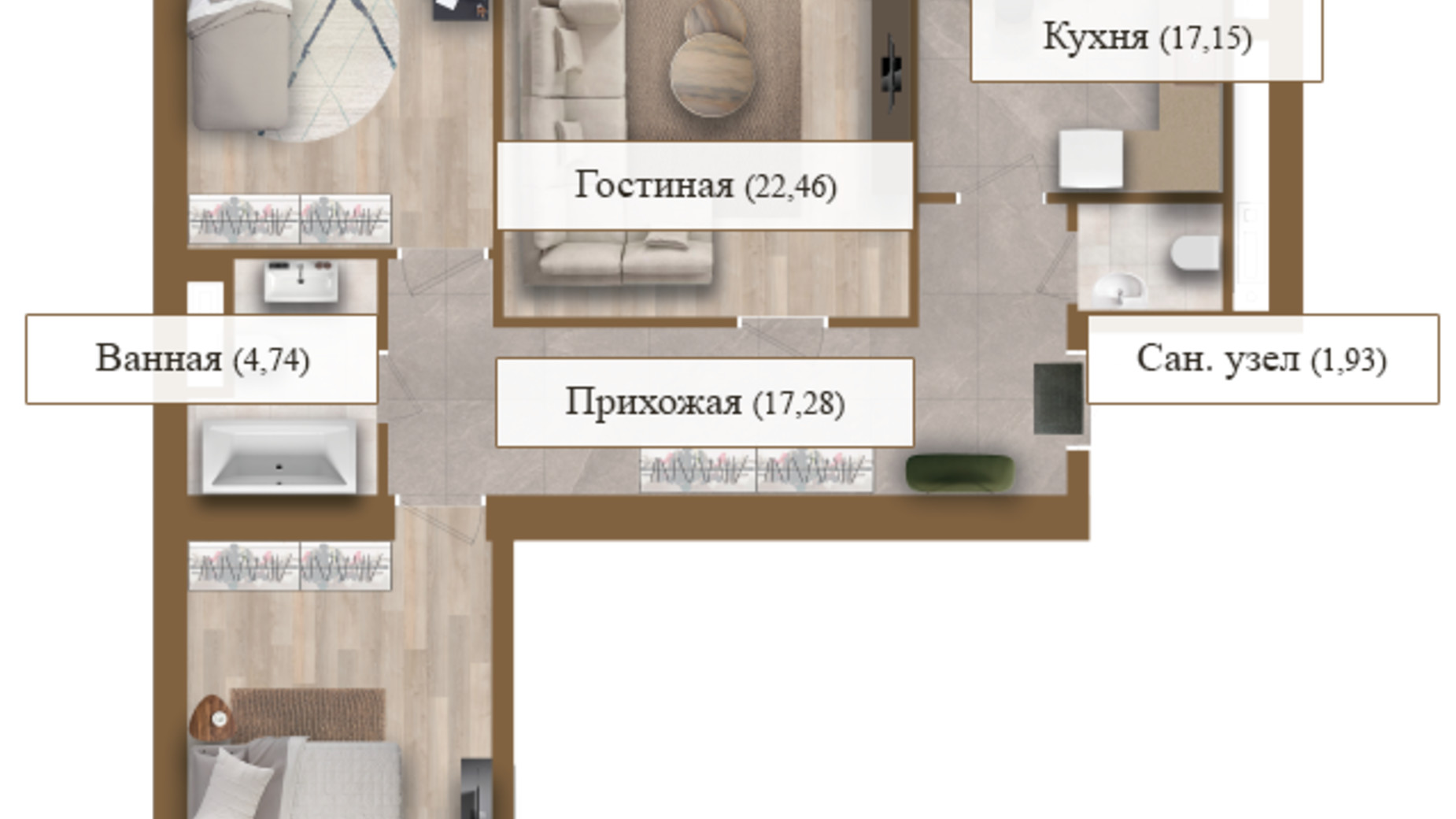 Планировка 3-комнатной квартиры в ЖК Grand deLuxe на Садовой 103.47 м², фото 206162