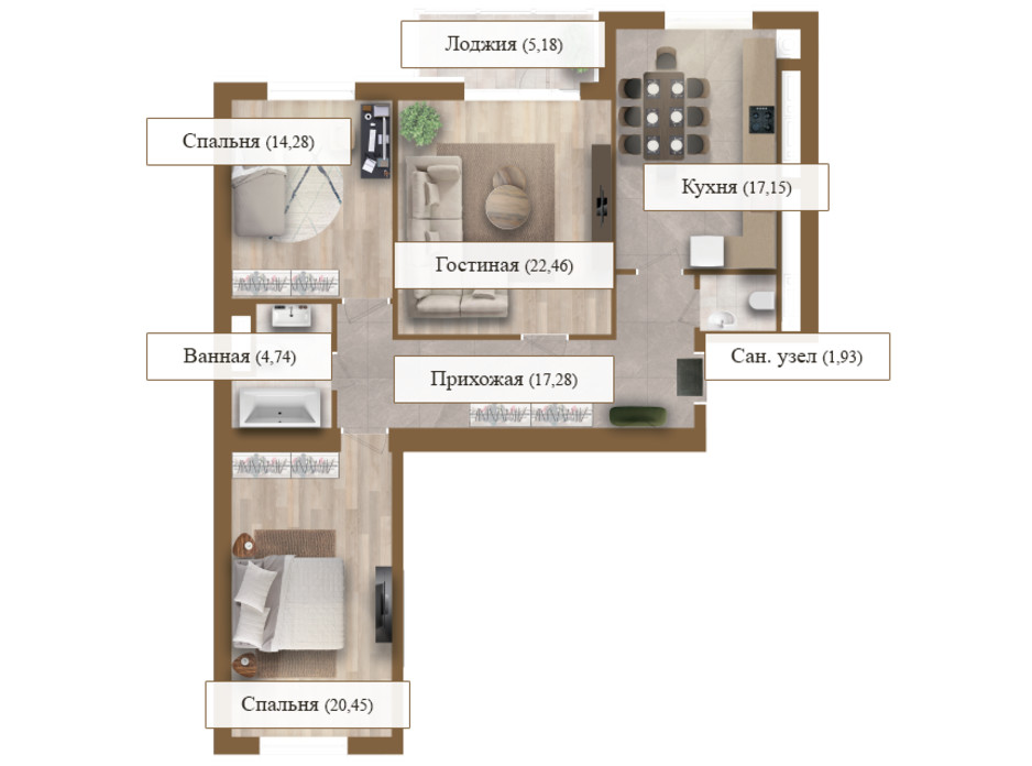Планировка 3-комнатной квартиры в ЖК Grand deLuxe на Садовой 103.47 м², фото 206162 Планировка 3-комнатной квартиры в ЖК Grand deLuxe на Садовой 103.47 м², фото 206162